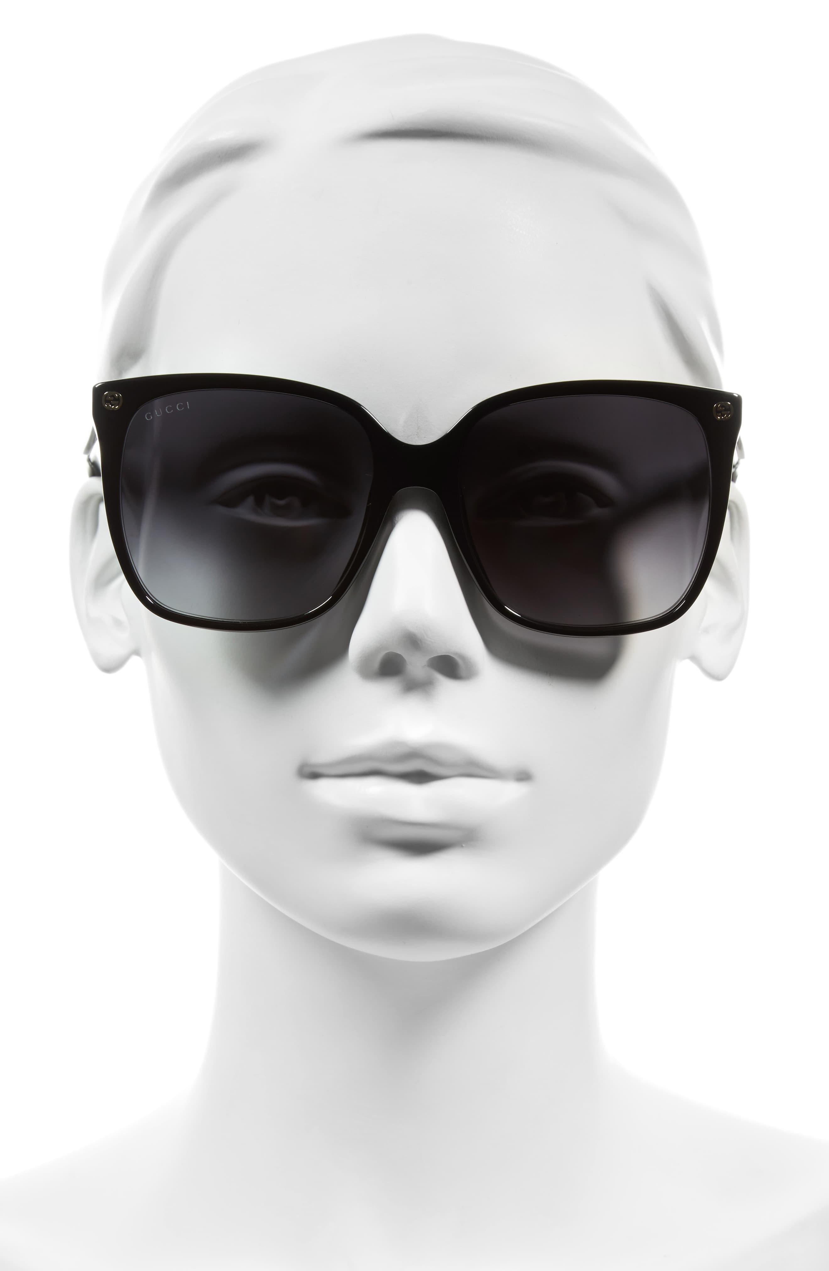 gucci 57mm square sunglasses black grey