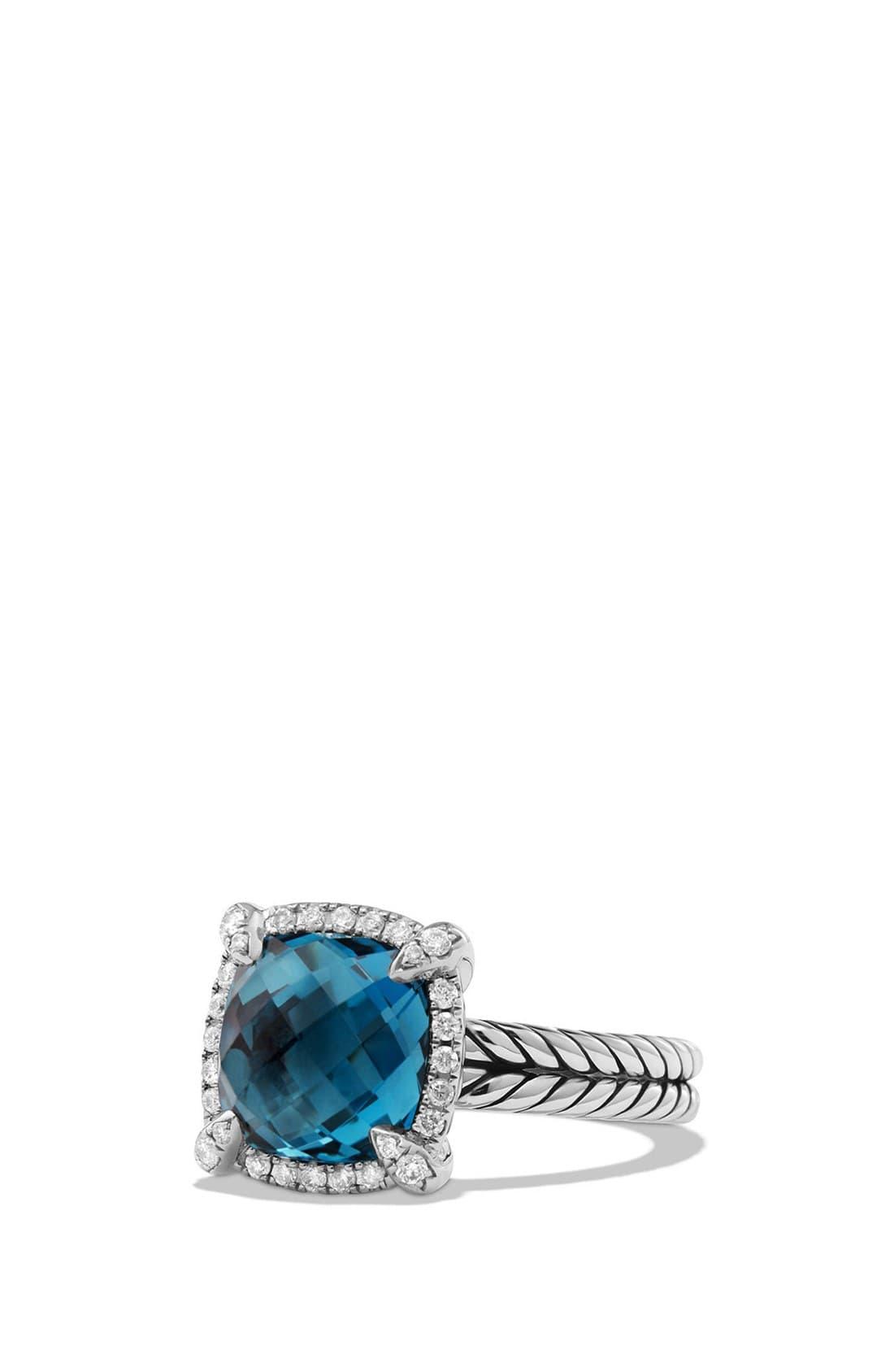 David Yurman Châtelaine Pavé Bezel Ring With Hampton Blue Topaz And