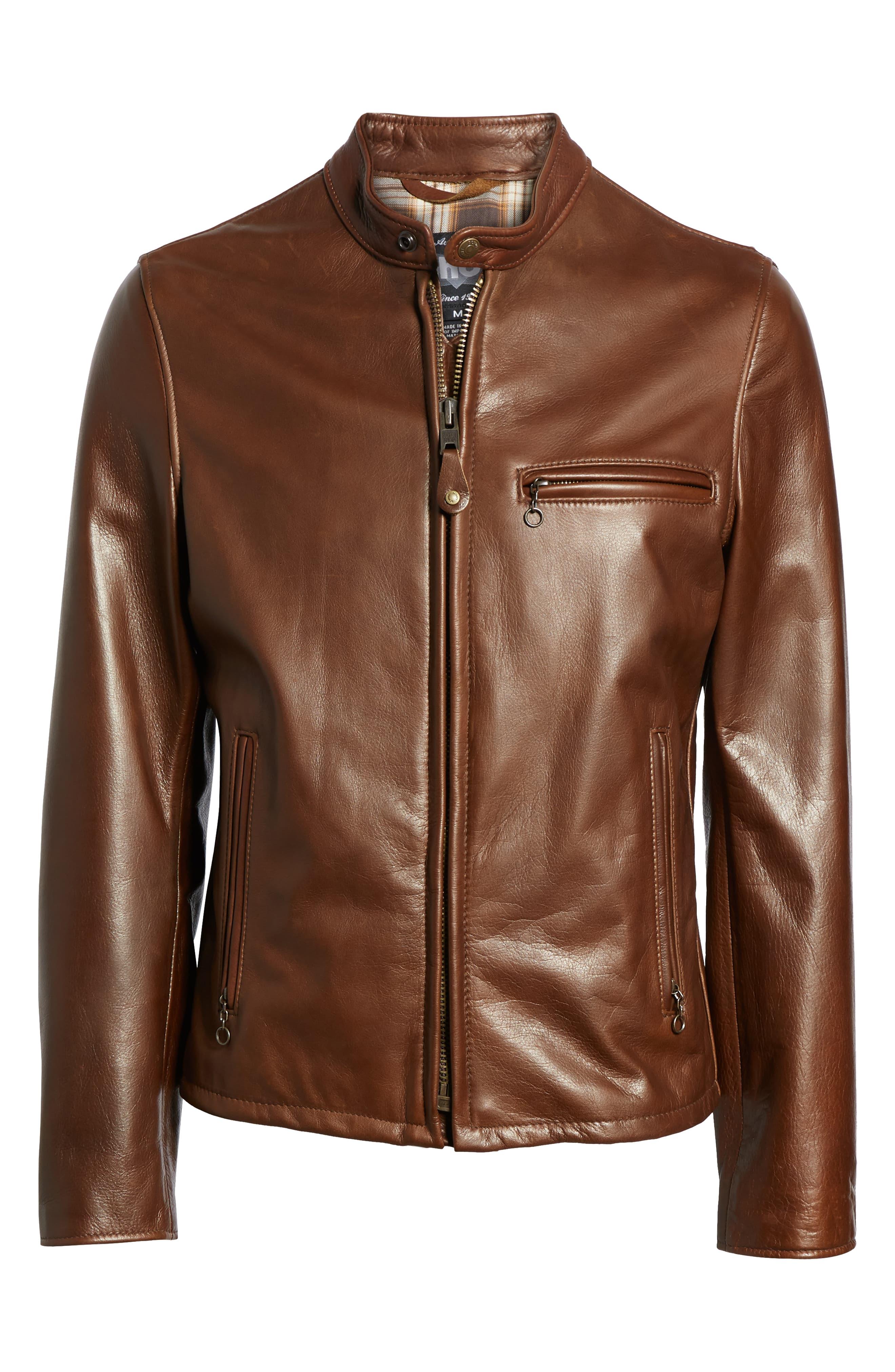 Schott Nyc Café Racer Oil Tanned Cowhide Leather Moto Jacket