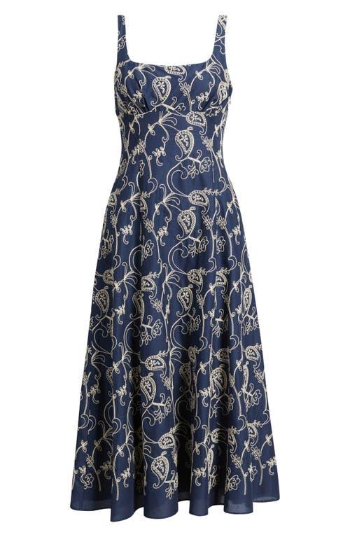 embroidered fit and flare dress by joa J.O.A. Embroidered Fit And Flare Dress in Navy Multi