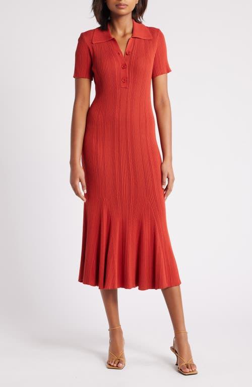 Julia Jordan Rib Short Sleeve Midi Sweater Dress in Red Lyst