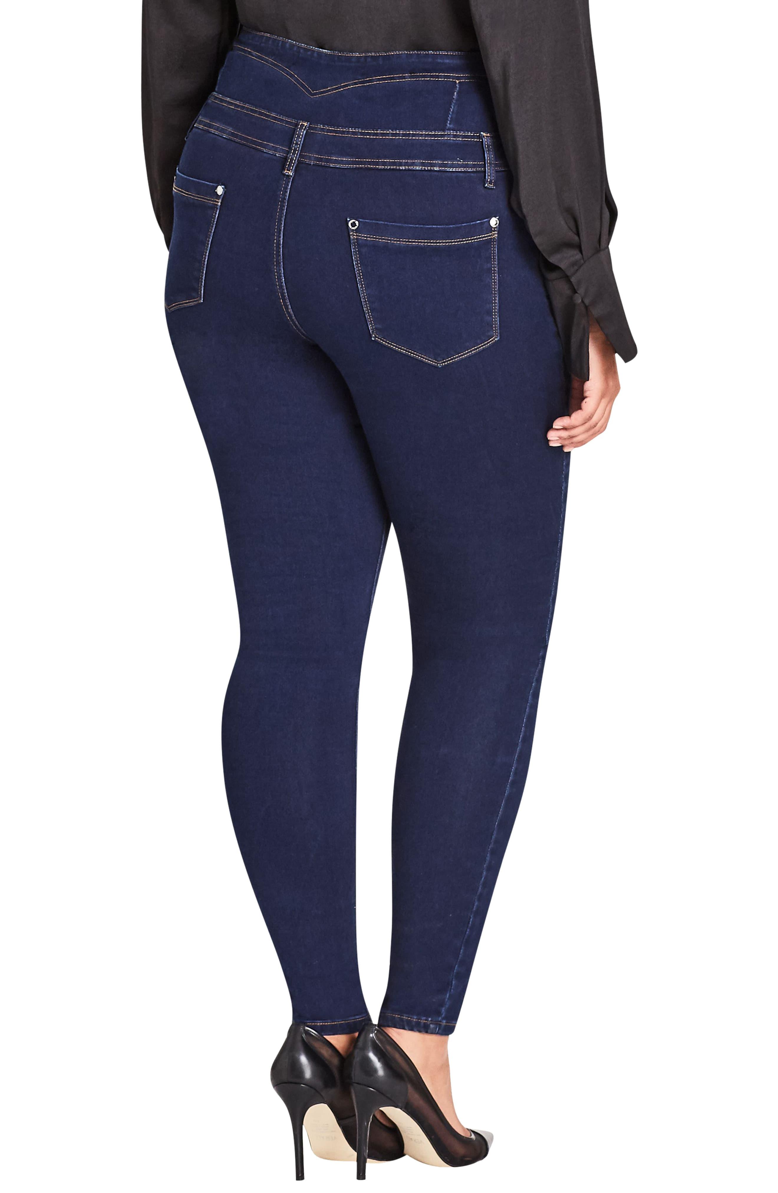 City Chic Denim Harley Corset Waist Stretch Skinny Jeans in Dark Denim