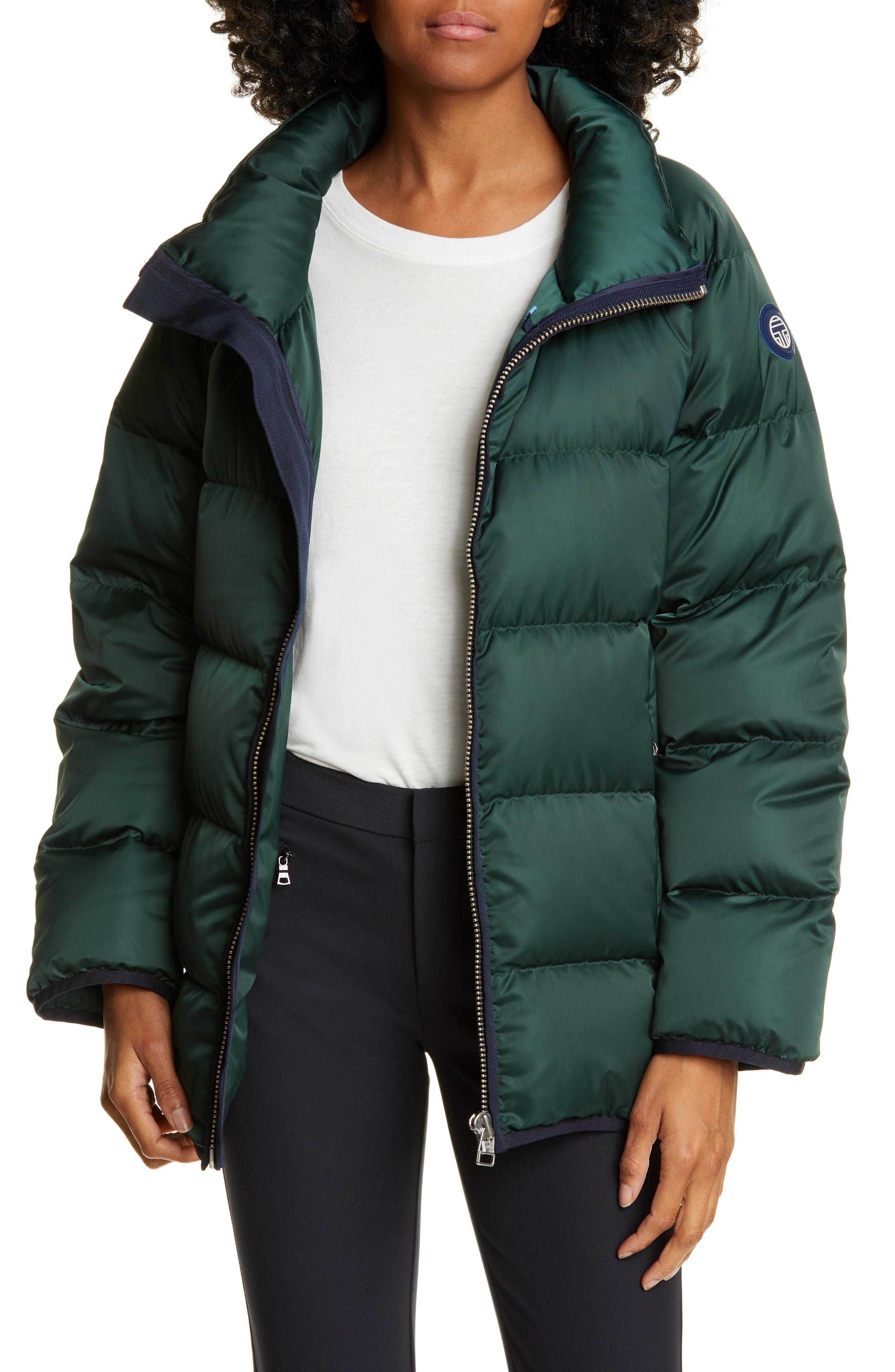 Tory Sport Performance Satin Down Jacket in Green Lyst