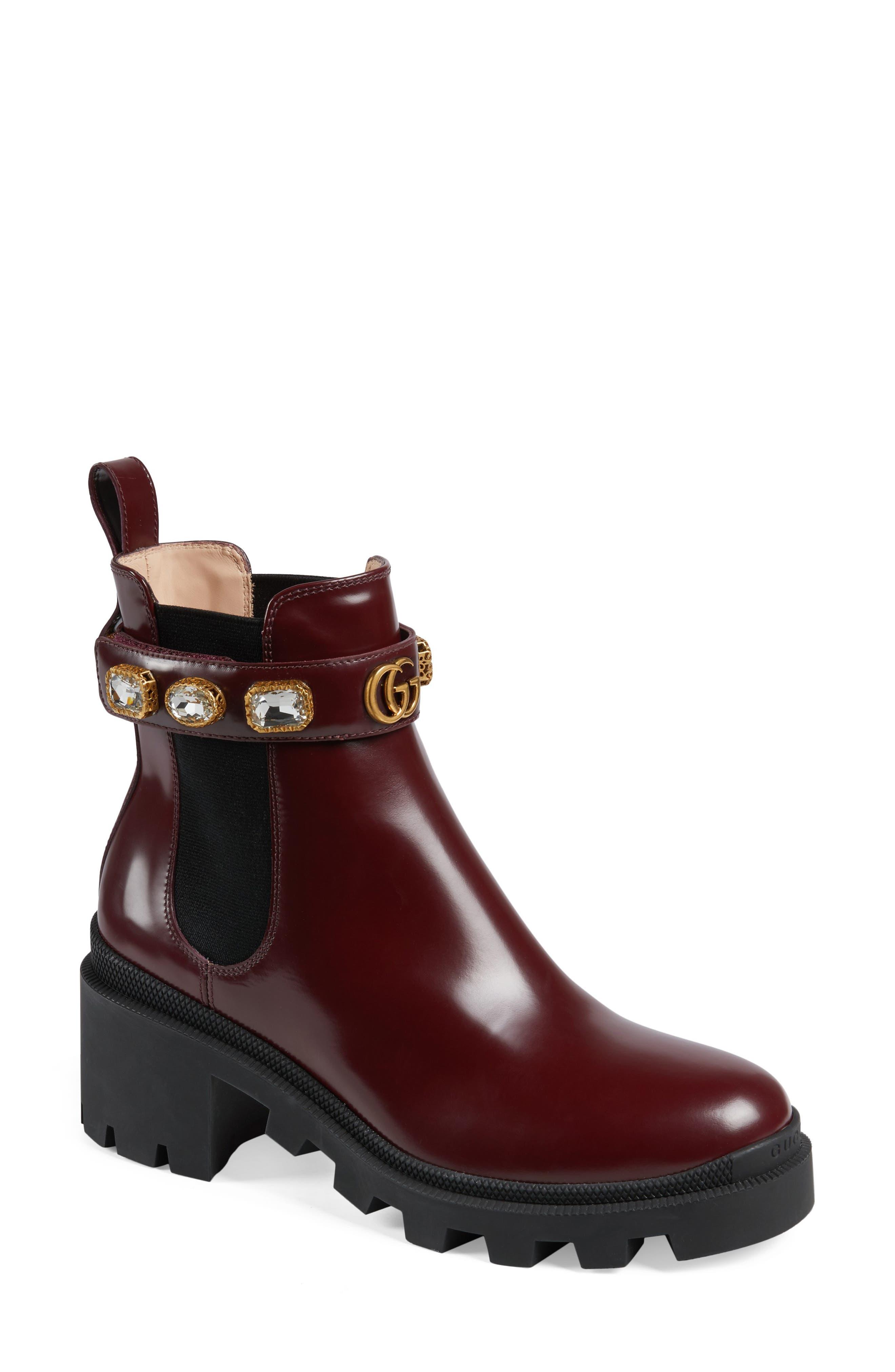 Gucci Trip Bootie With Jewels | Lyst
