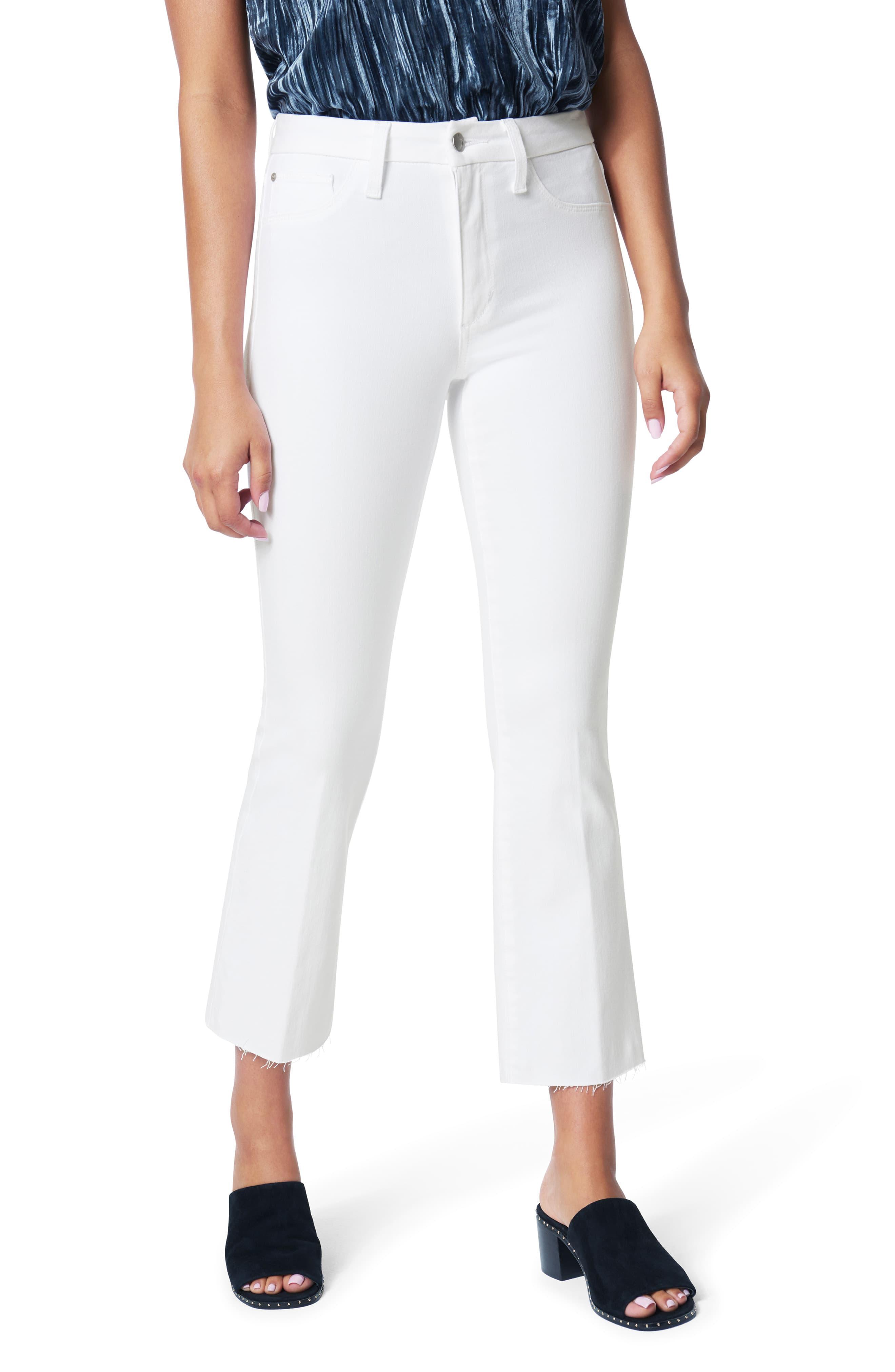 Joe's Denim The Hi Honey High Waist Raw Hem Crop Bootcut Jeans in White