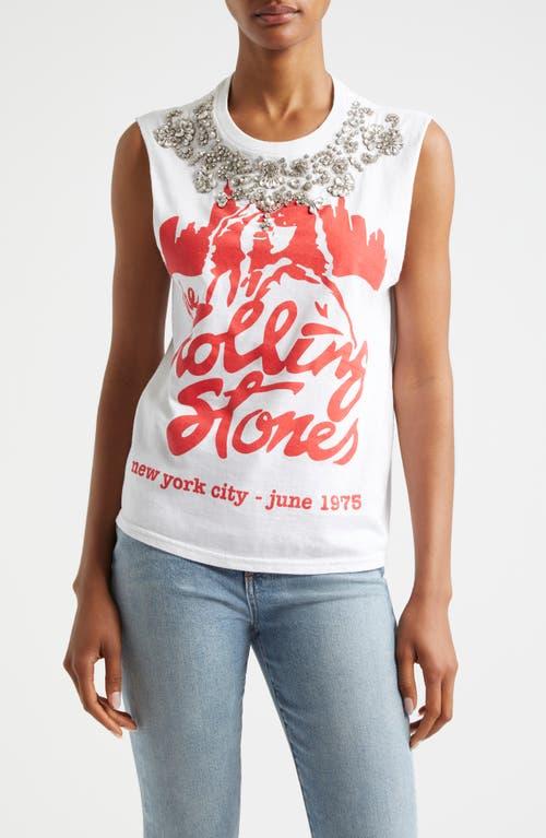 Alice + Olivia Micah Embellished Muscle Graphic Tank in Red