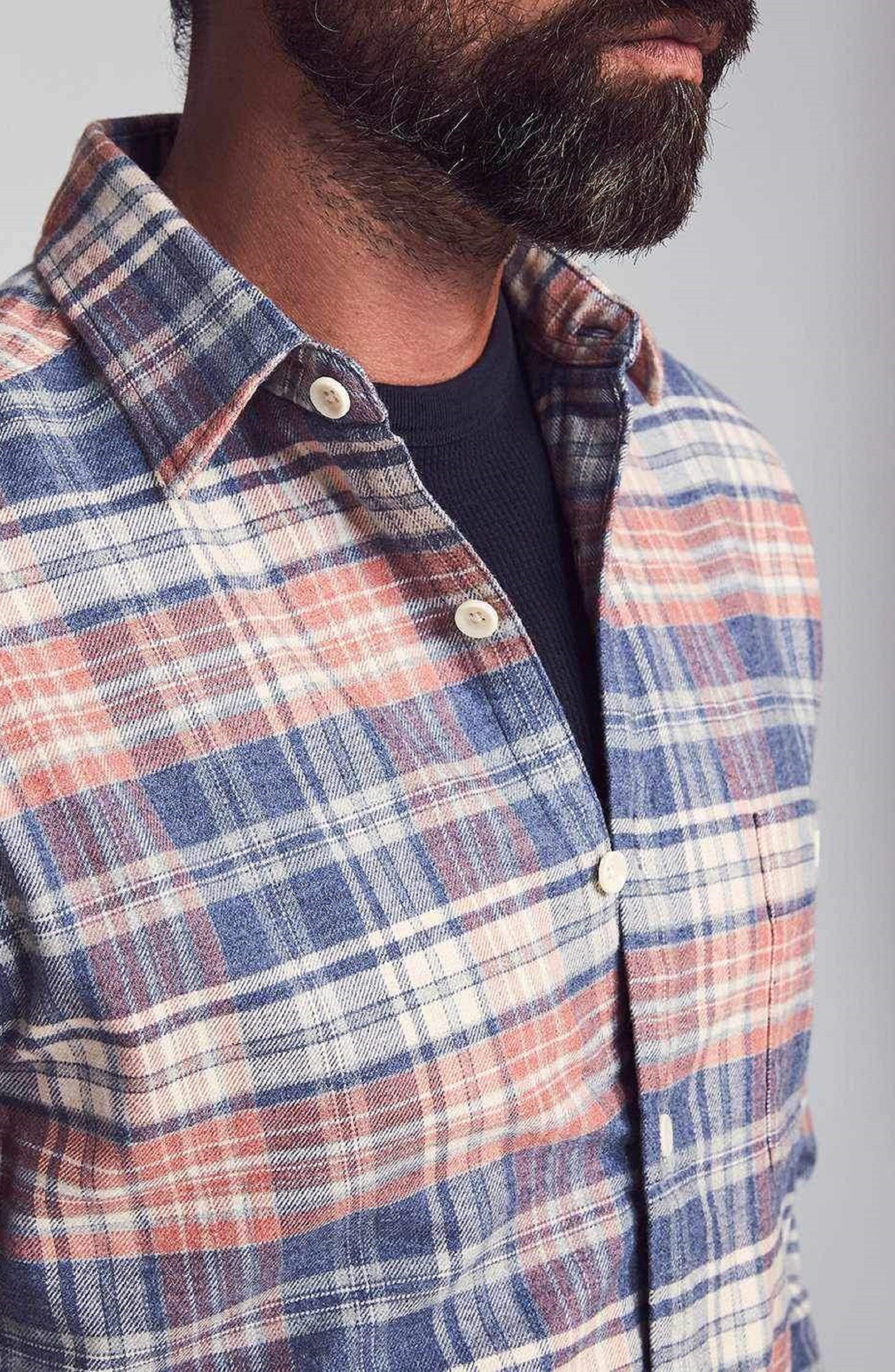 Faherty Brand Stretch Seaview Plaid Flannel Button-up Shirt in Blue for