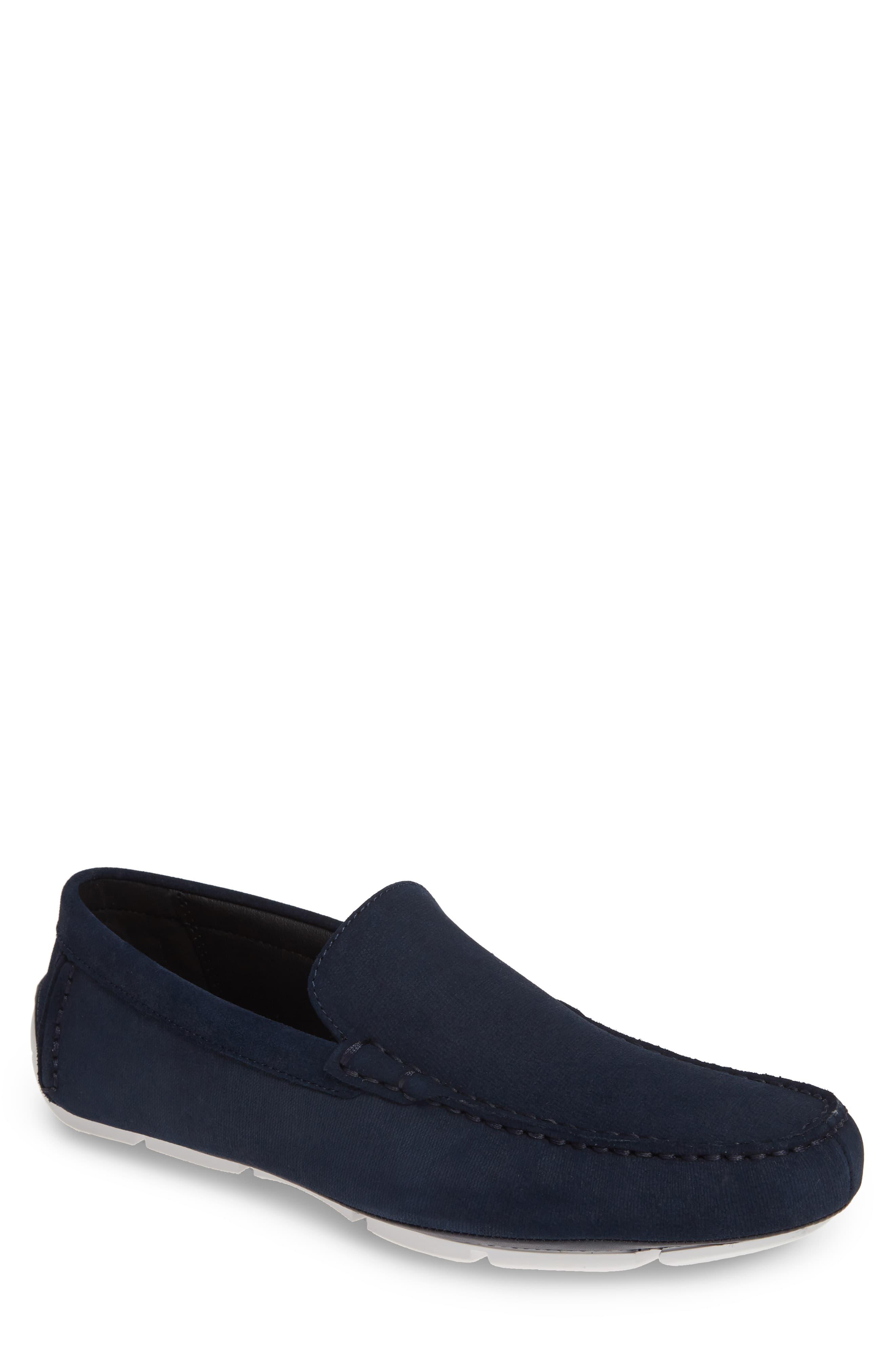 Calvin Klein Leather Kaleb Driving Loafer in Dark Navy Suede (Blue) for ...