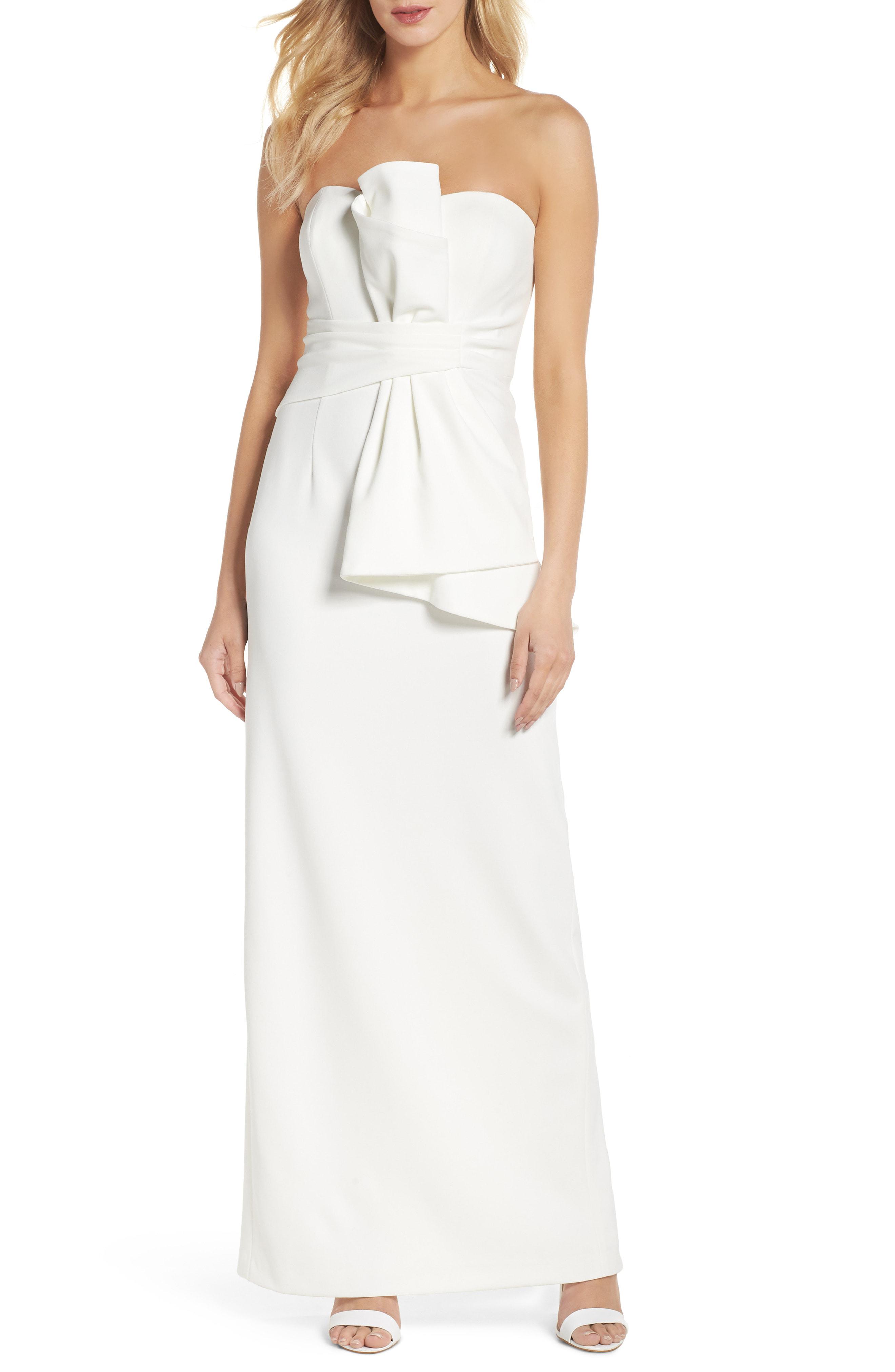Lyst - Adrianna Papell Strapless Bow Column Gown in White