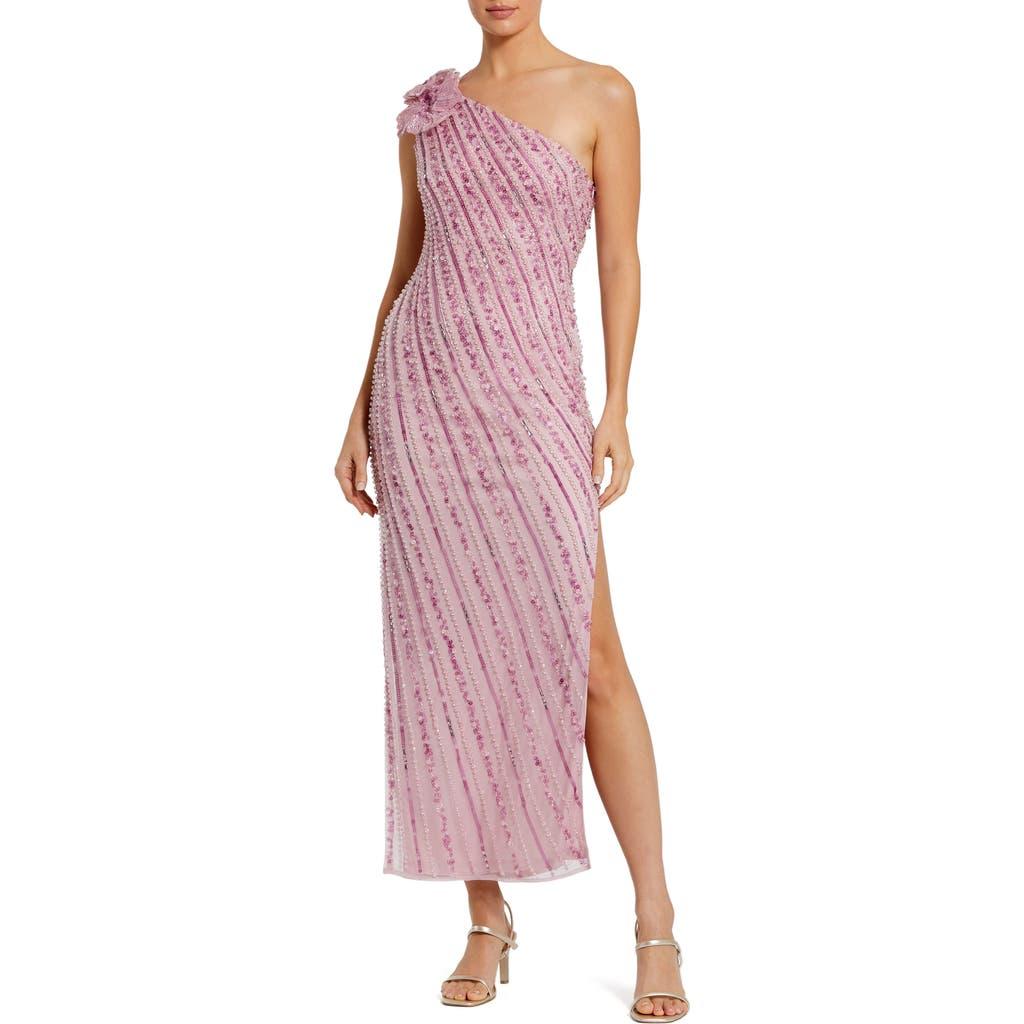 【Mac Duggal】One Sleeve Ruched Chiffon Gown With 3D Flower Mac Duggal Women's One Sleeve Ruched Chiffon Gown With 3D