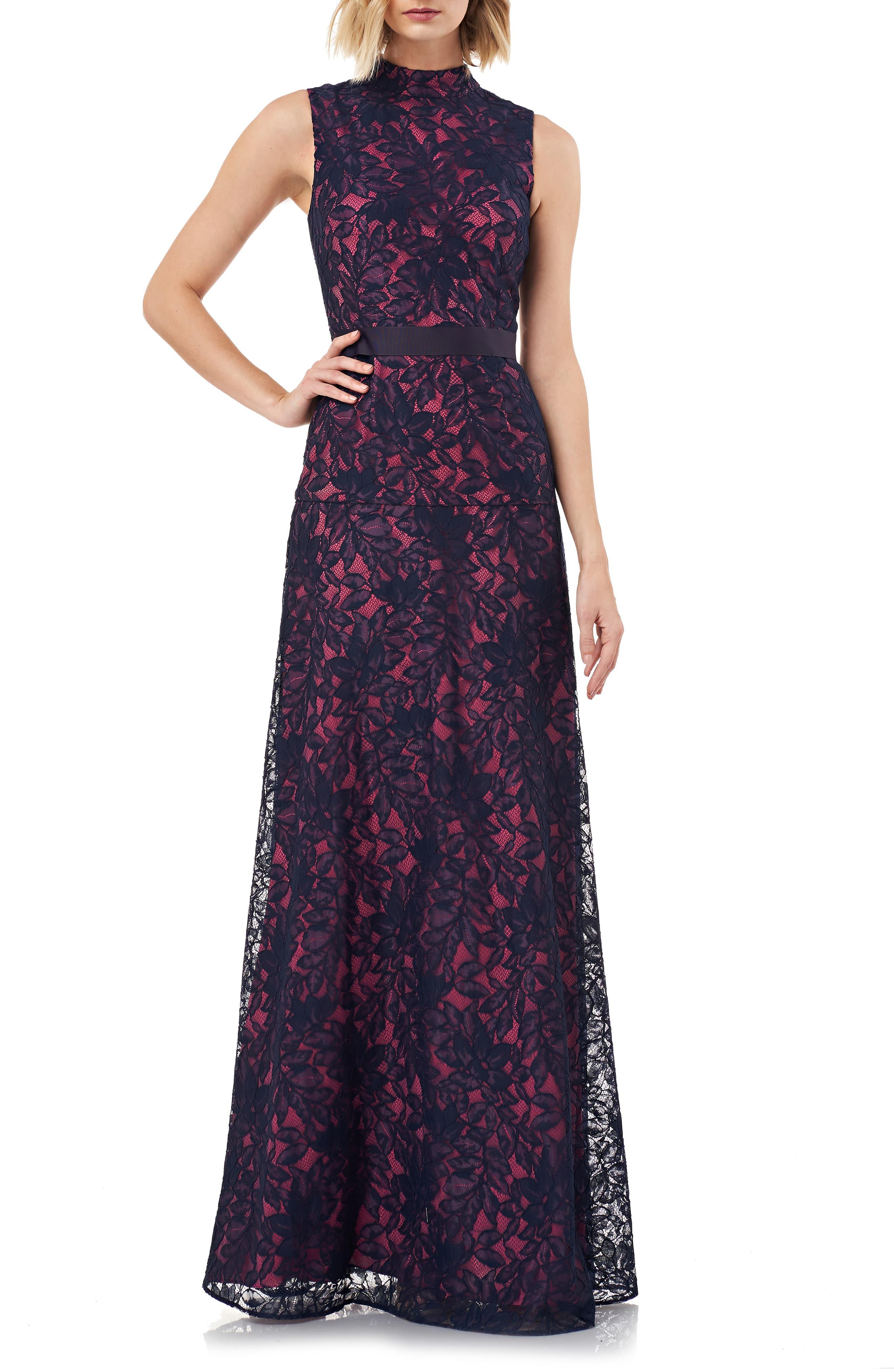 mock neck evening gown