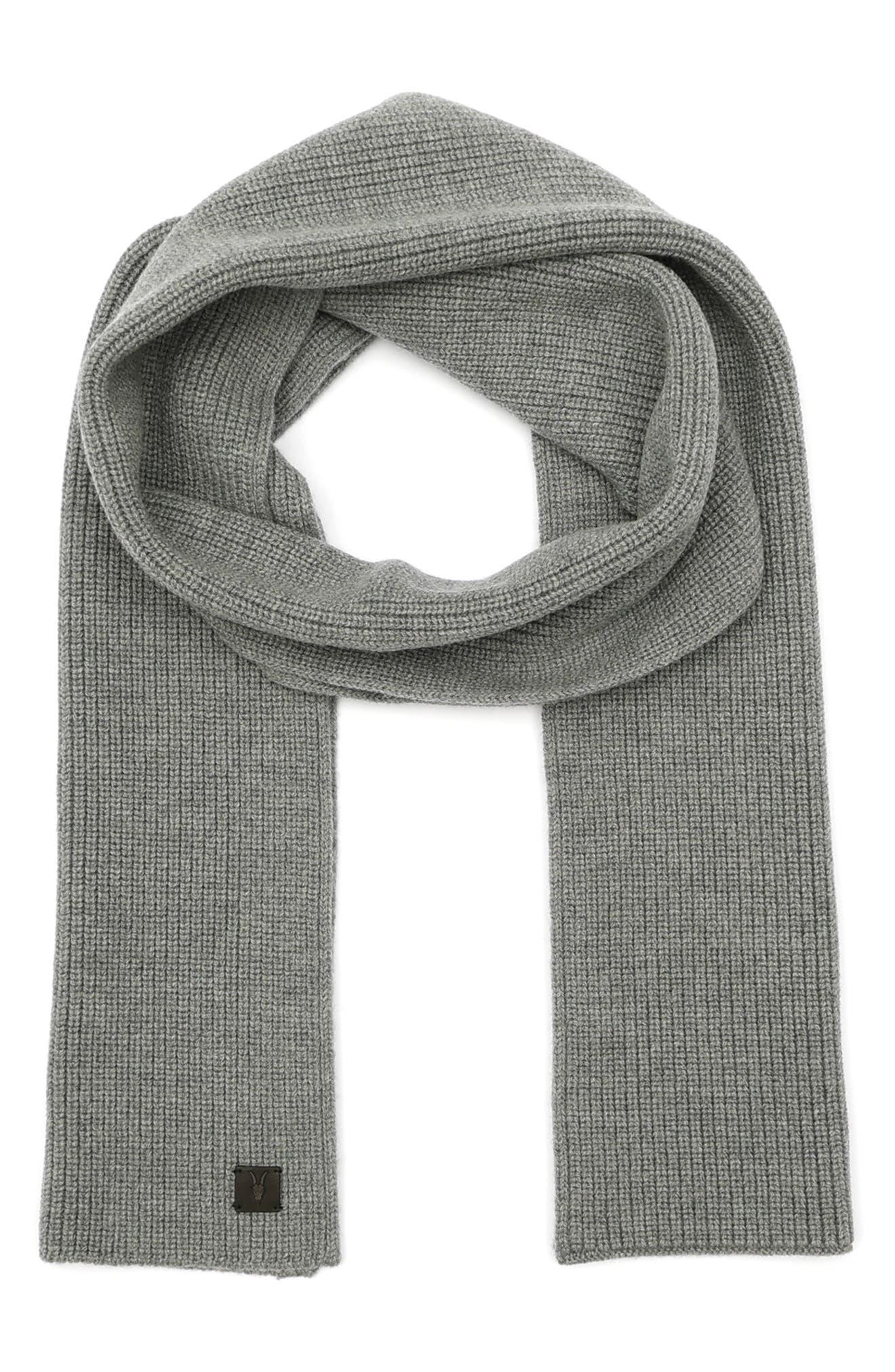 AllSaints Merino Wool Rib Scarf in Gray for Men | Lyst