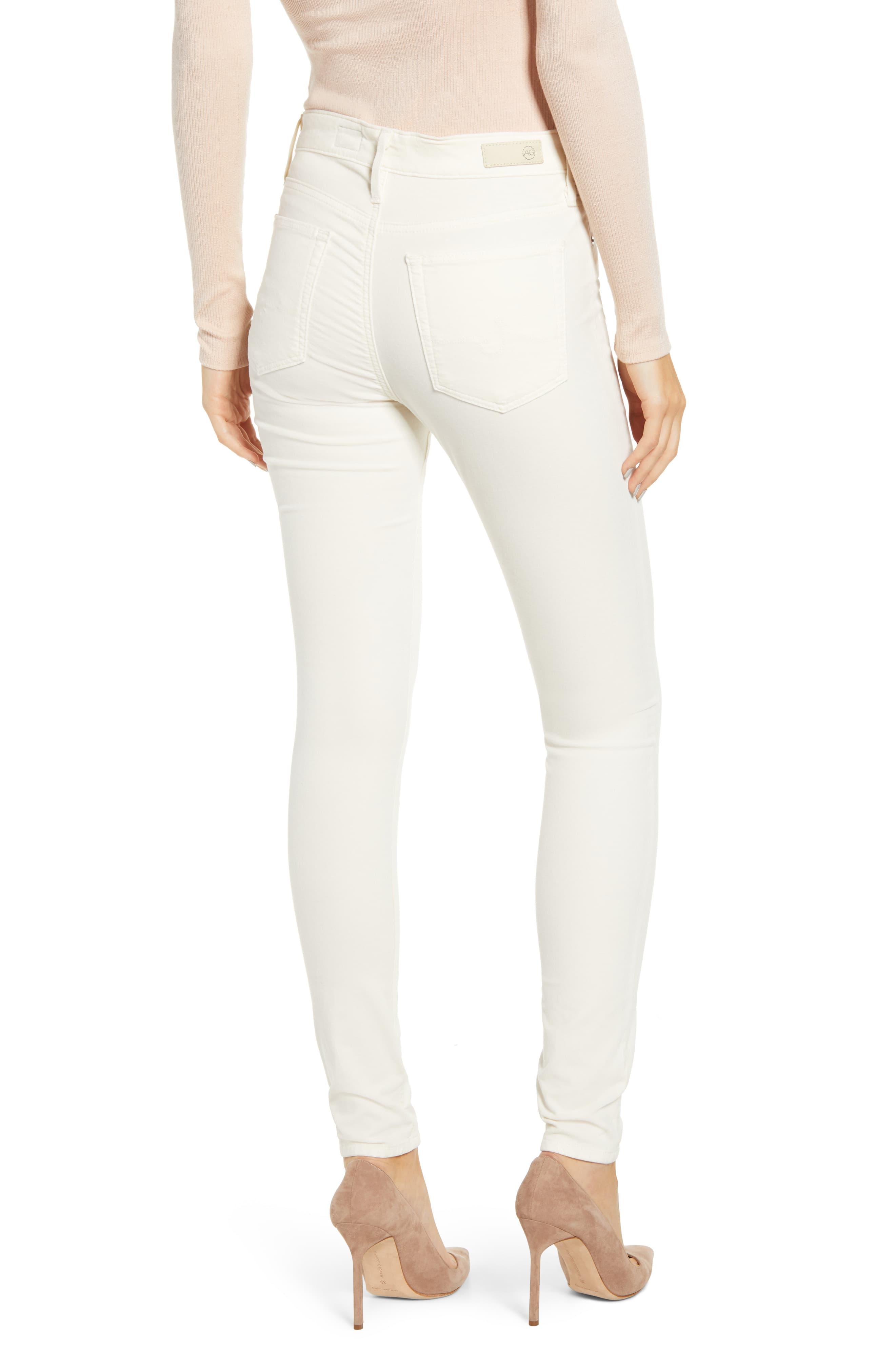 AG Jeans The Farrah High Waist Velvet Jeans in White - Lyst