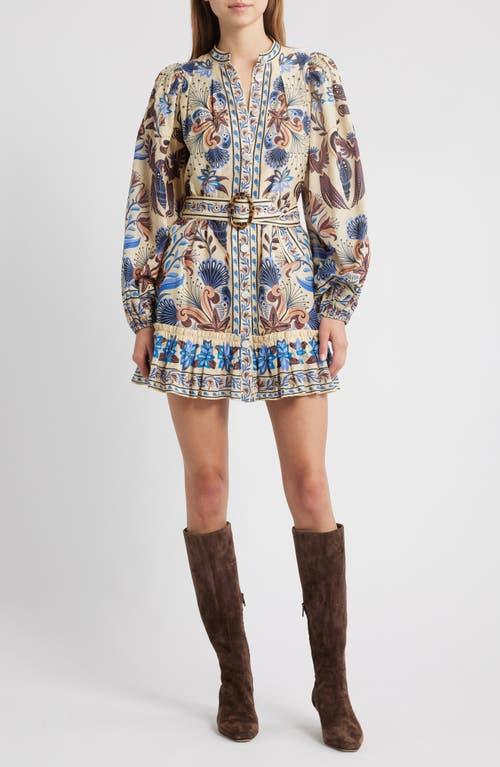 knee length dresses for ladies Farm Rio Floral Print Long Sleeve Minidress in Chenille Flowers Bla at Nordstrom, Size XX-SMALL main image 1