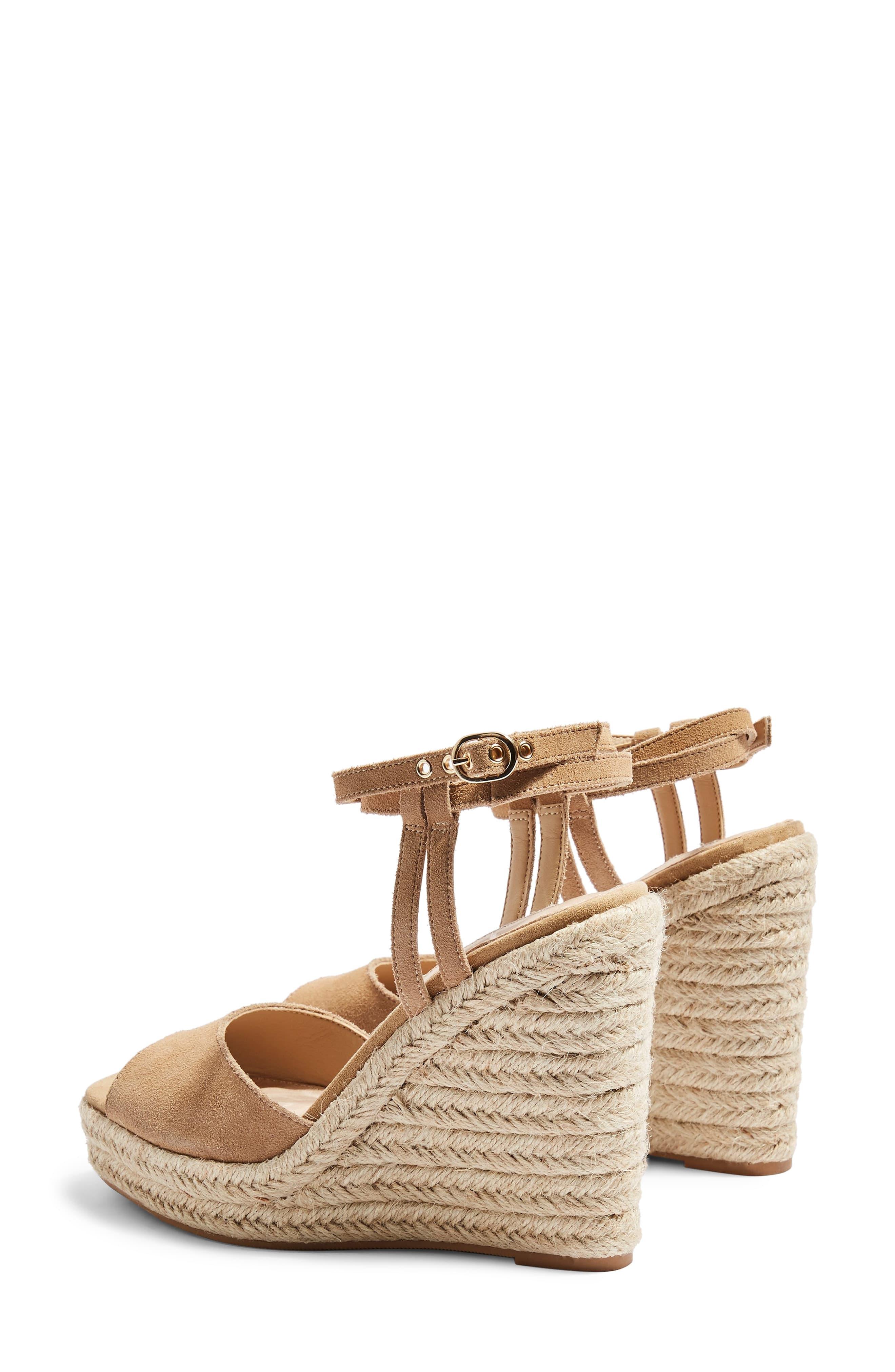 TOPSHOP Leather Whitney Espadrille Wedge in Stone (Natural) - Lyst