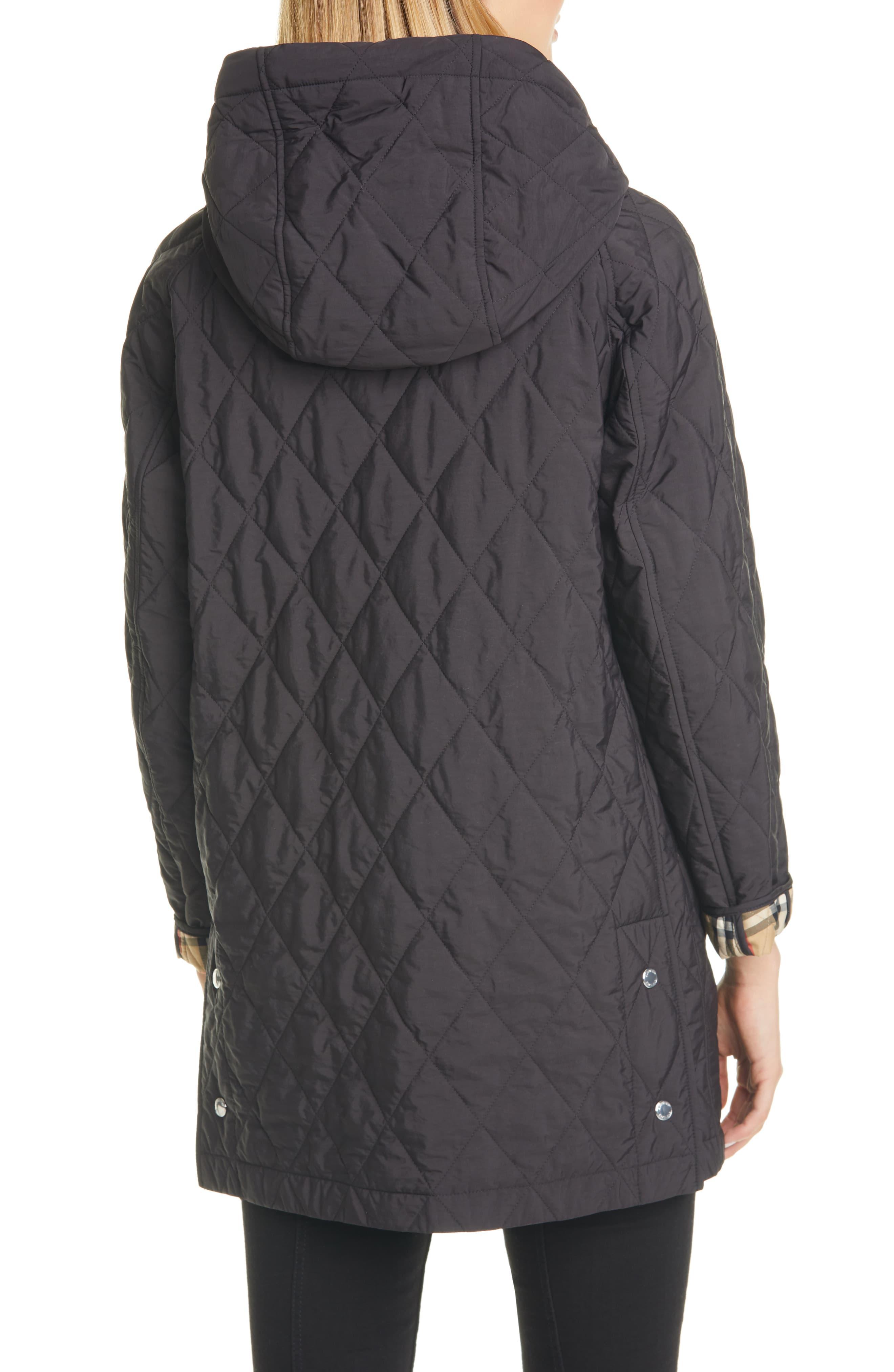 Burberry Diamond Quilted Thermoregulated Hooded Coat in Black Lyst