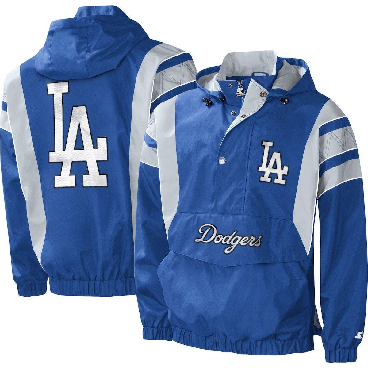 Men's Starter Royal Los Angeles Dodgers Force Play II Half-Zip Hooded Jacket Size: Small