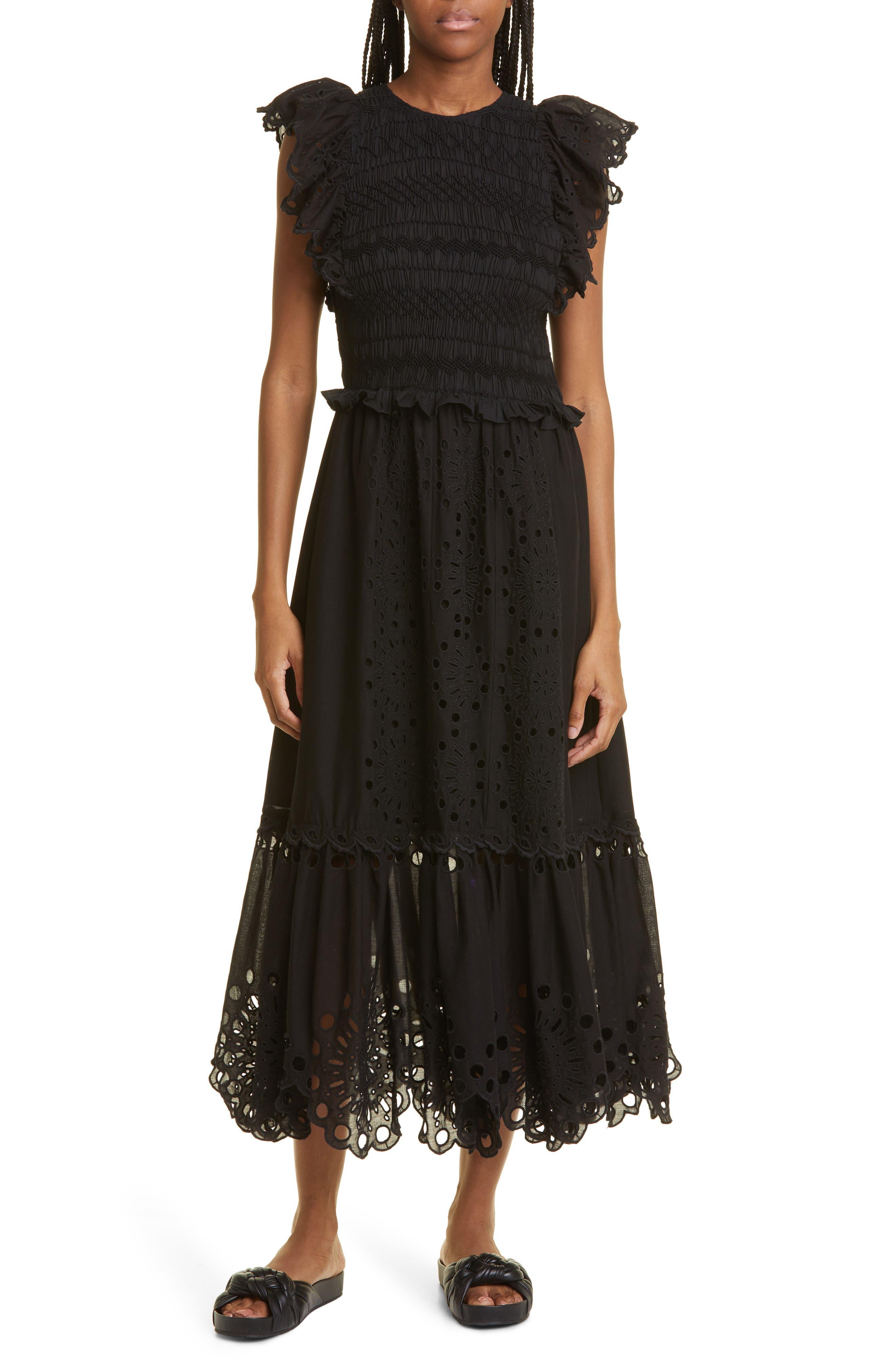 Sea Addie Cotton Eyelet Dress in Black Lyst