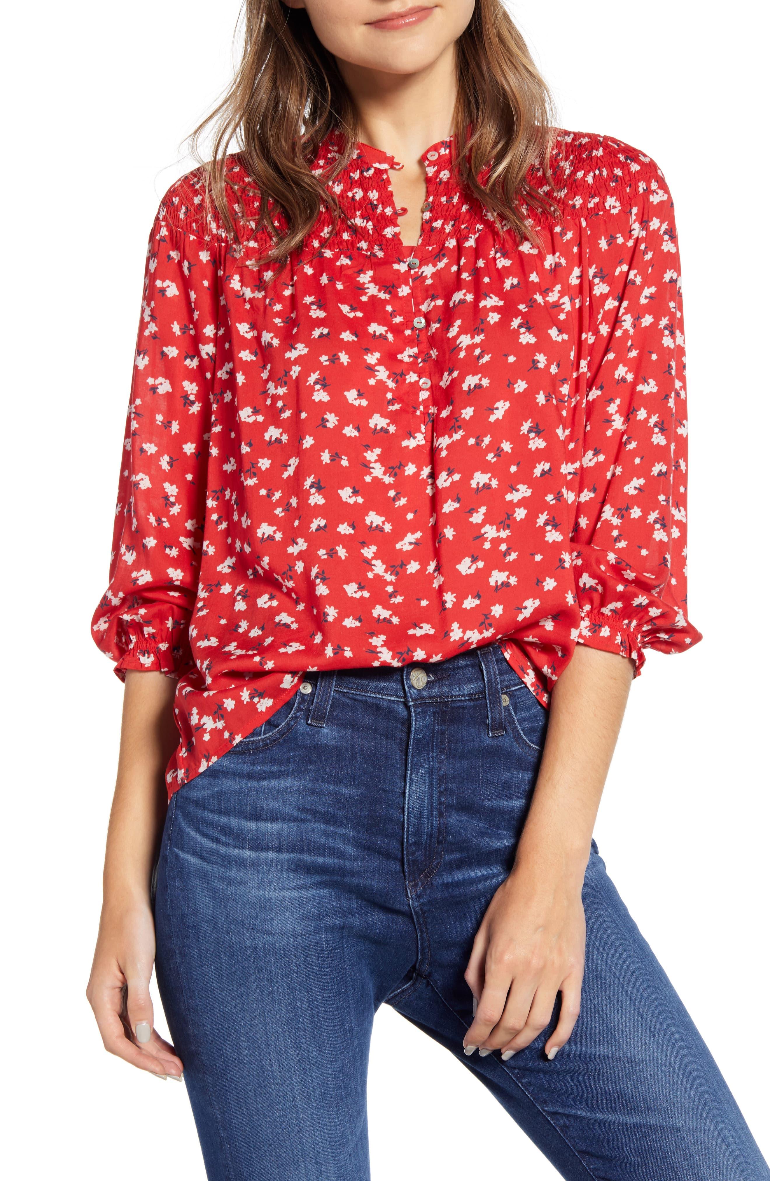 lucky brand red blouse