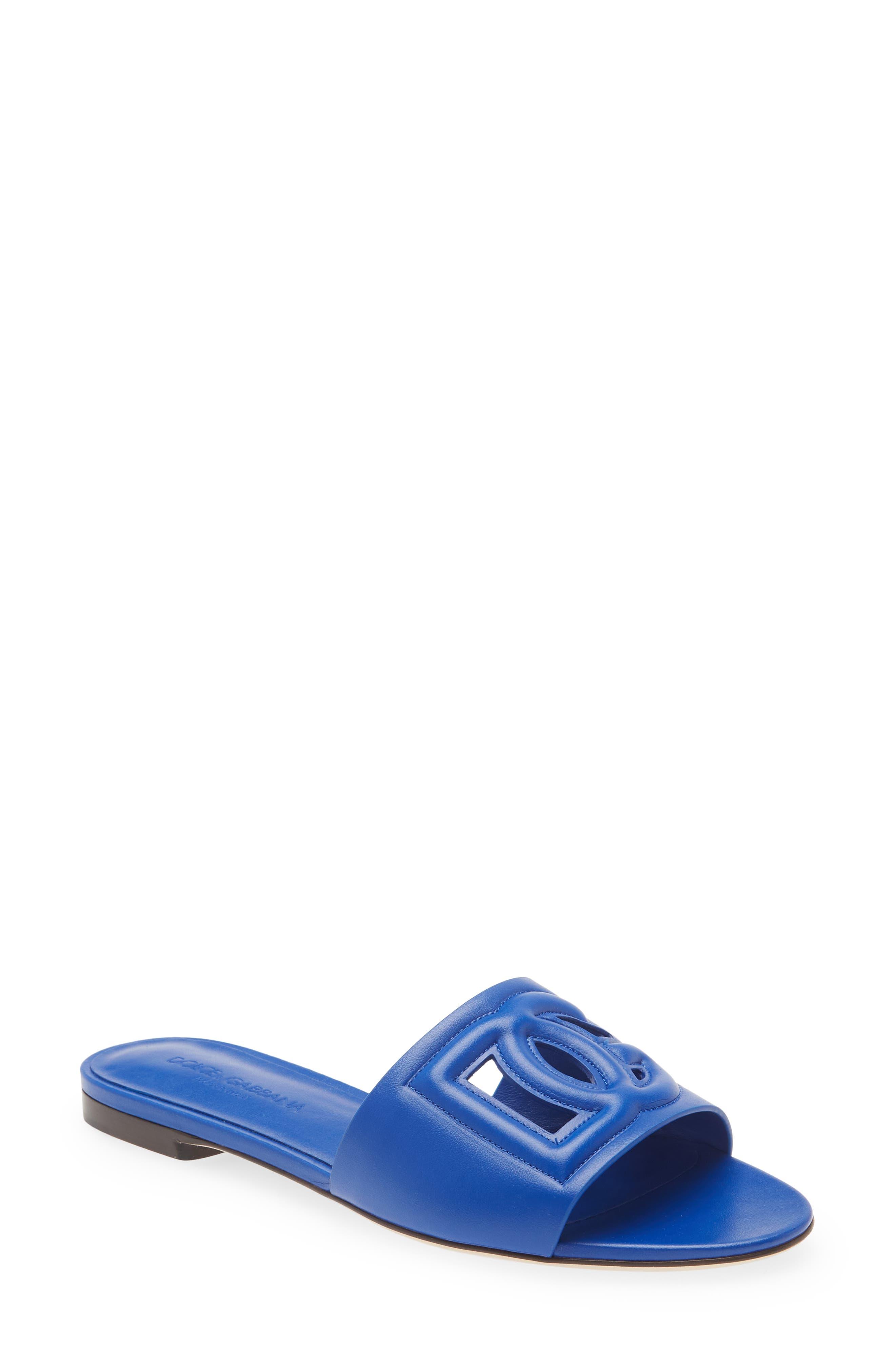 Dolce & Gabbana Bianca Interlock Slide Sandal in Blue Lyst