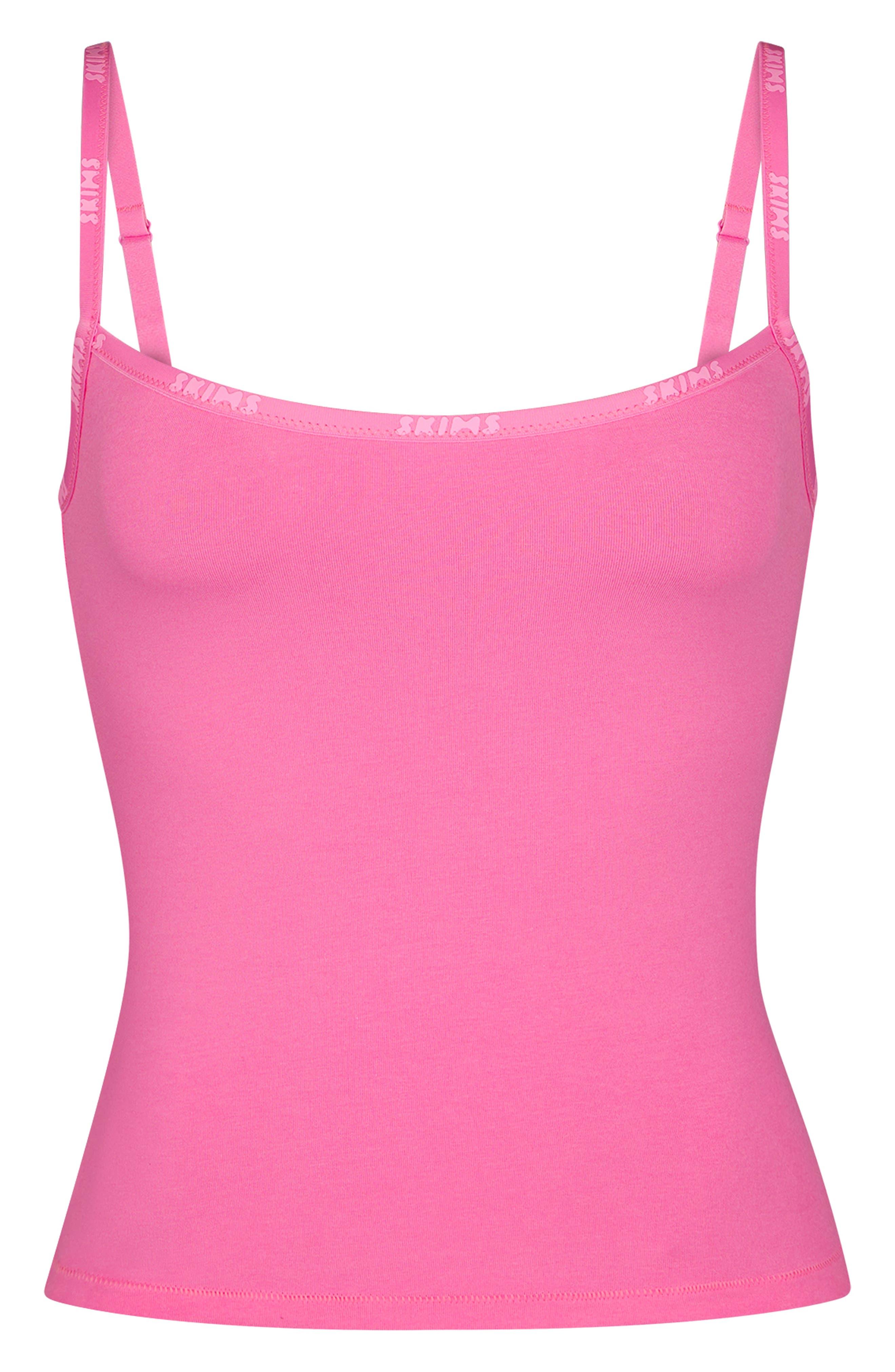 Skims Stretch Cotton Logo Tank in Pink