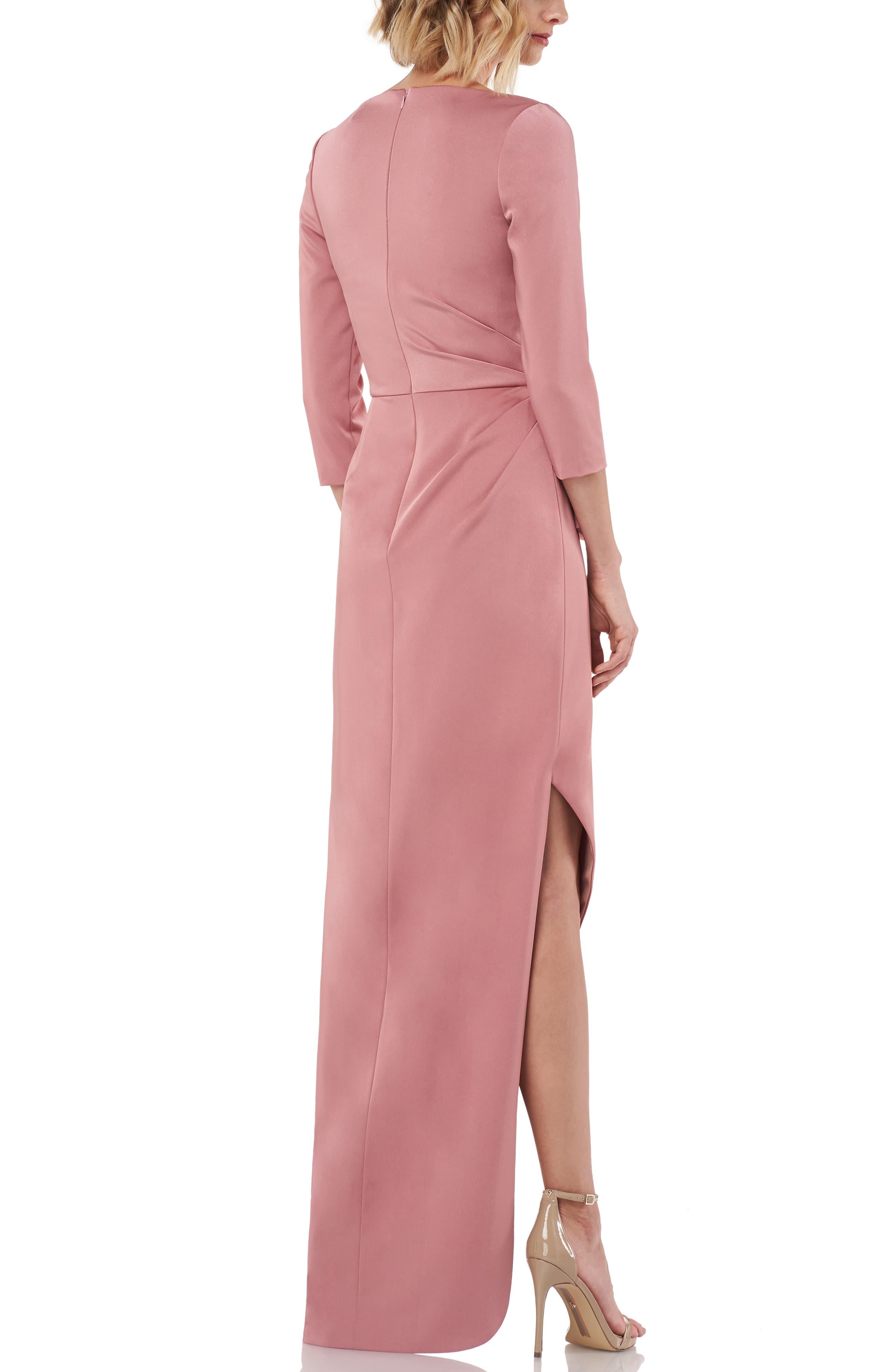 kay unger gathered waist evening dress