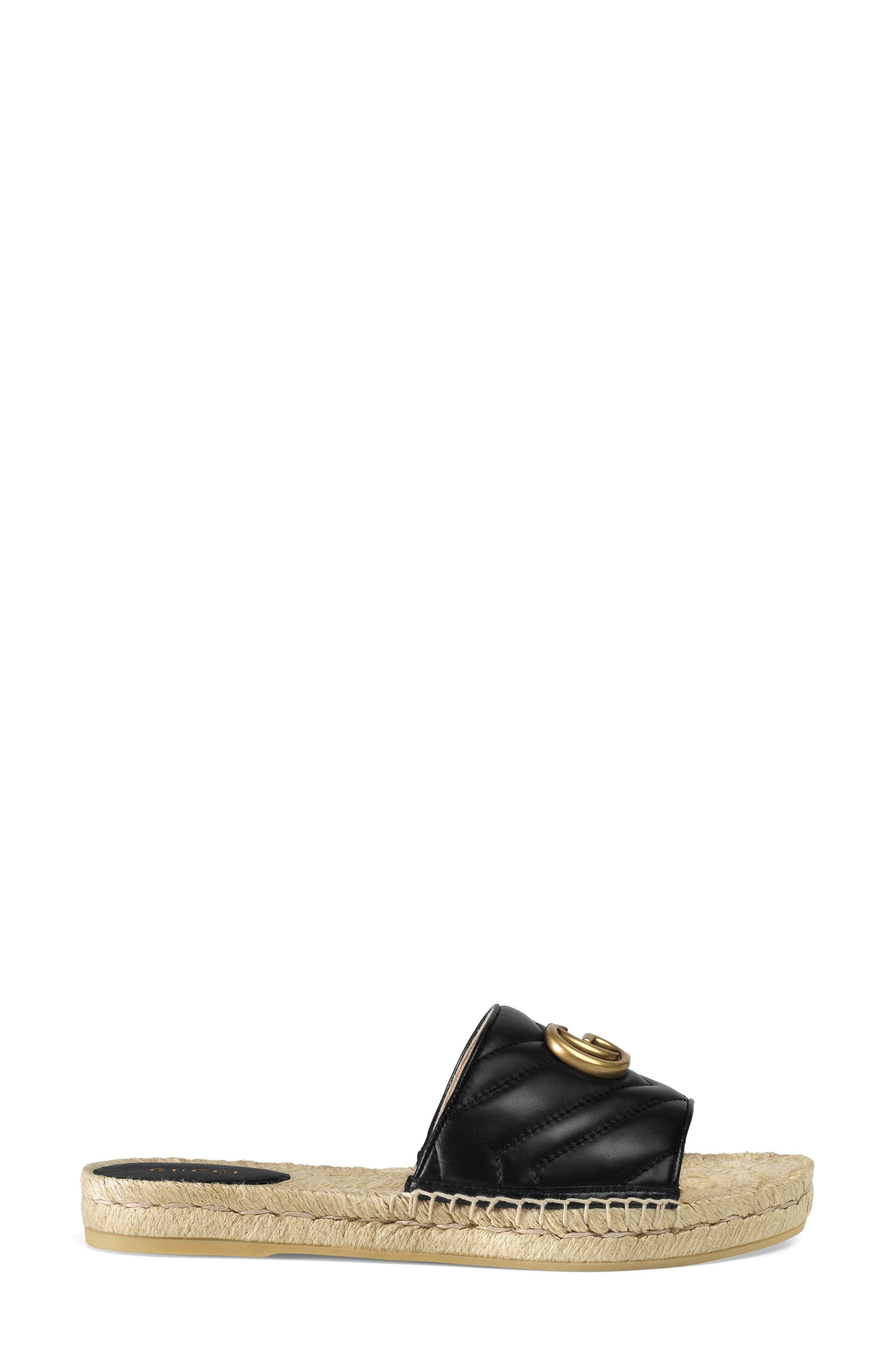 black leather gucci espadrille