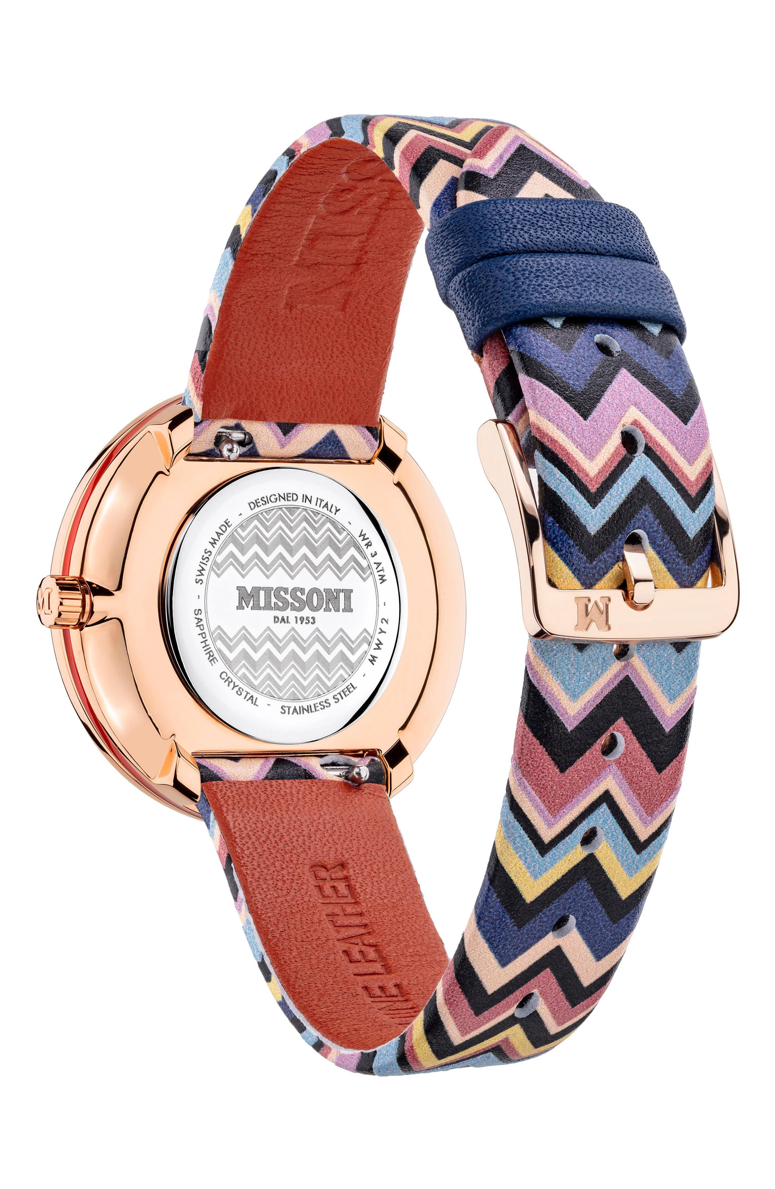 Missoni M1 Joyful Chevron Leather Strap Watch Lyst