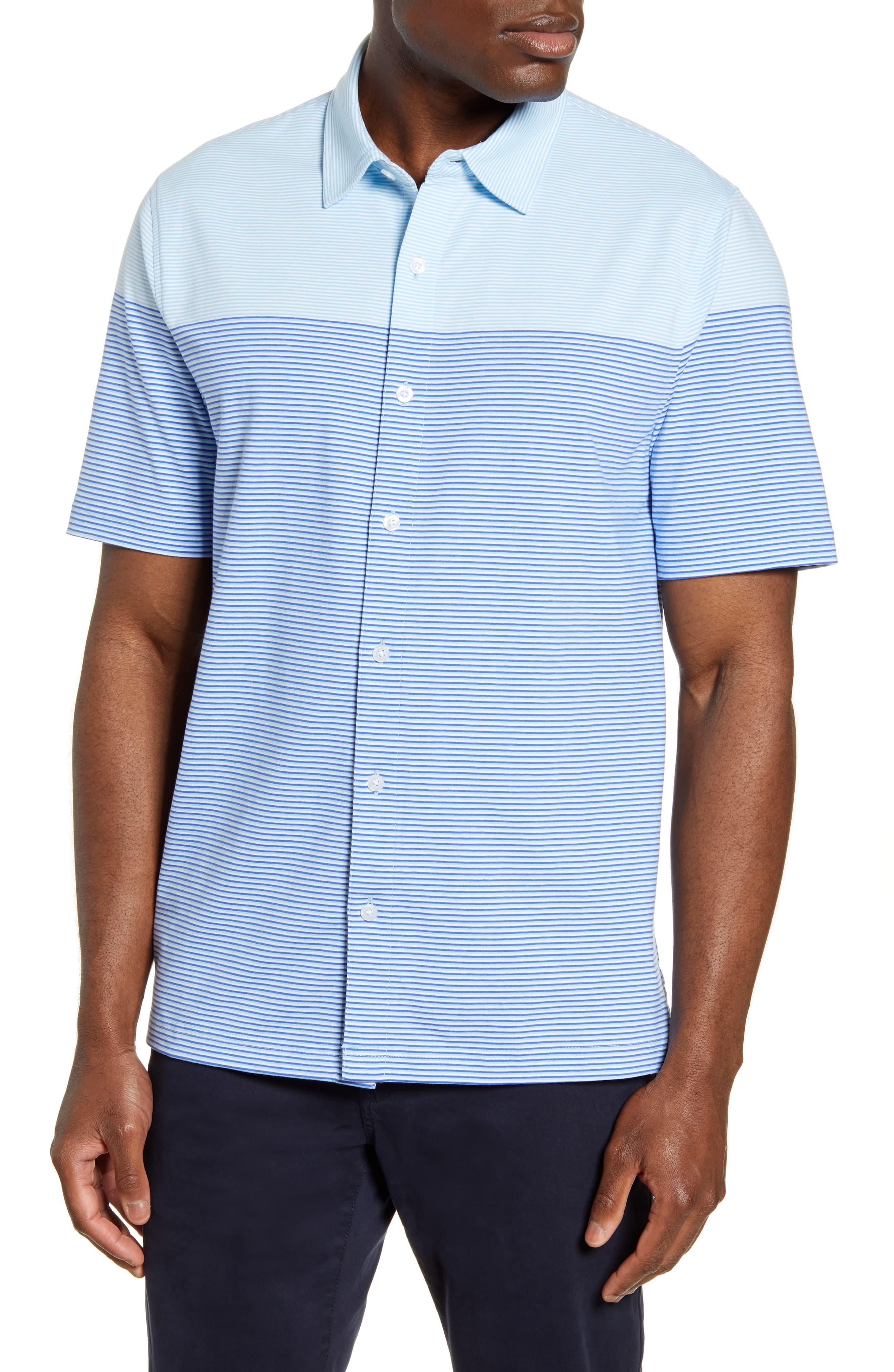 short sleeve button up striped