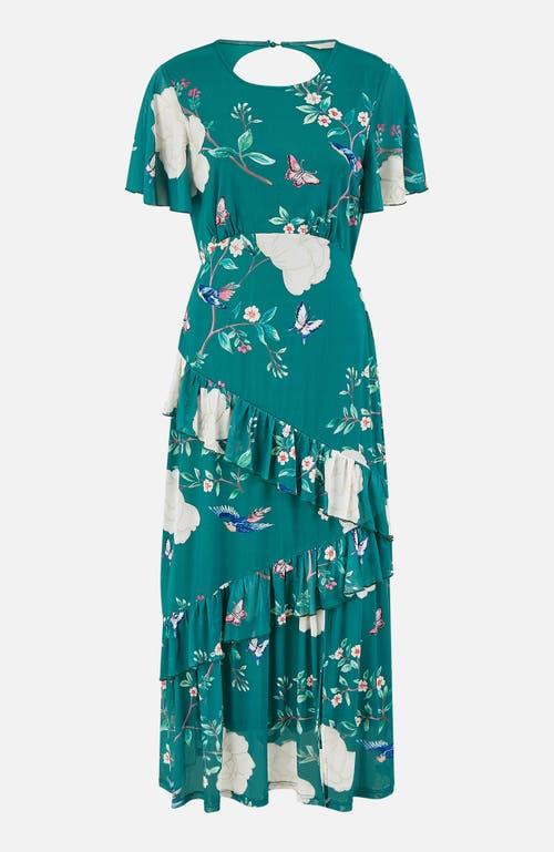 green blue summer dress Elise Green Phoenix Print Dress main image 1