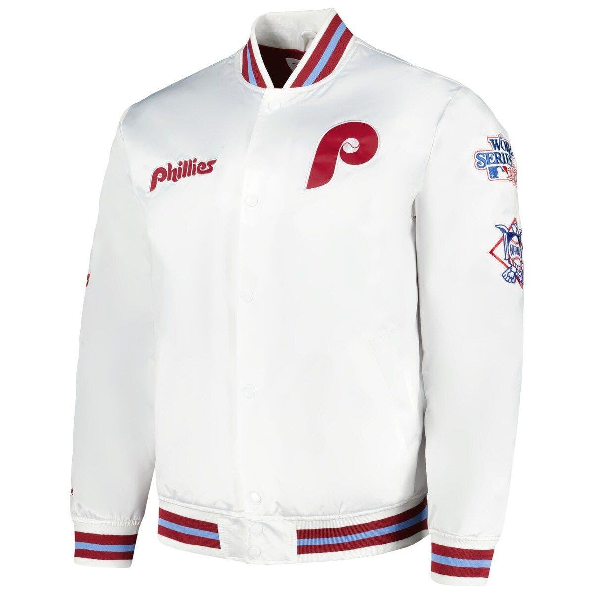 Men's Mitchell & Ness White St. Louis Cardinals City Collection Satin Full-Snap Varsity Jacket Size: Small