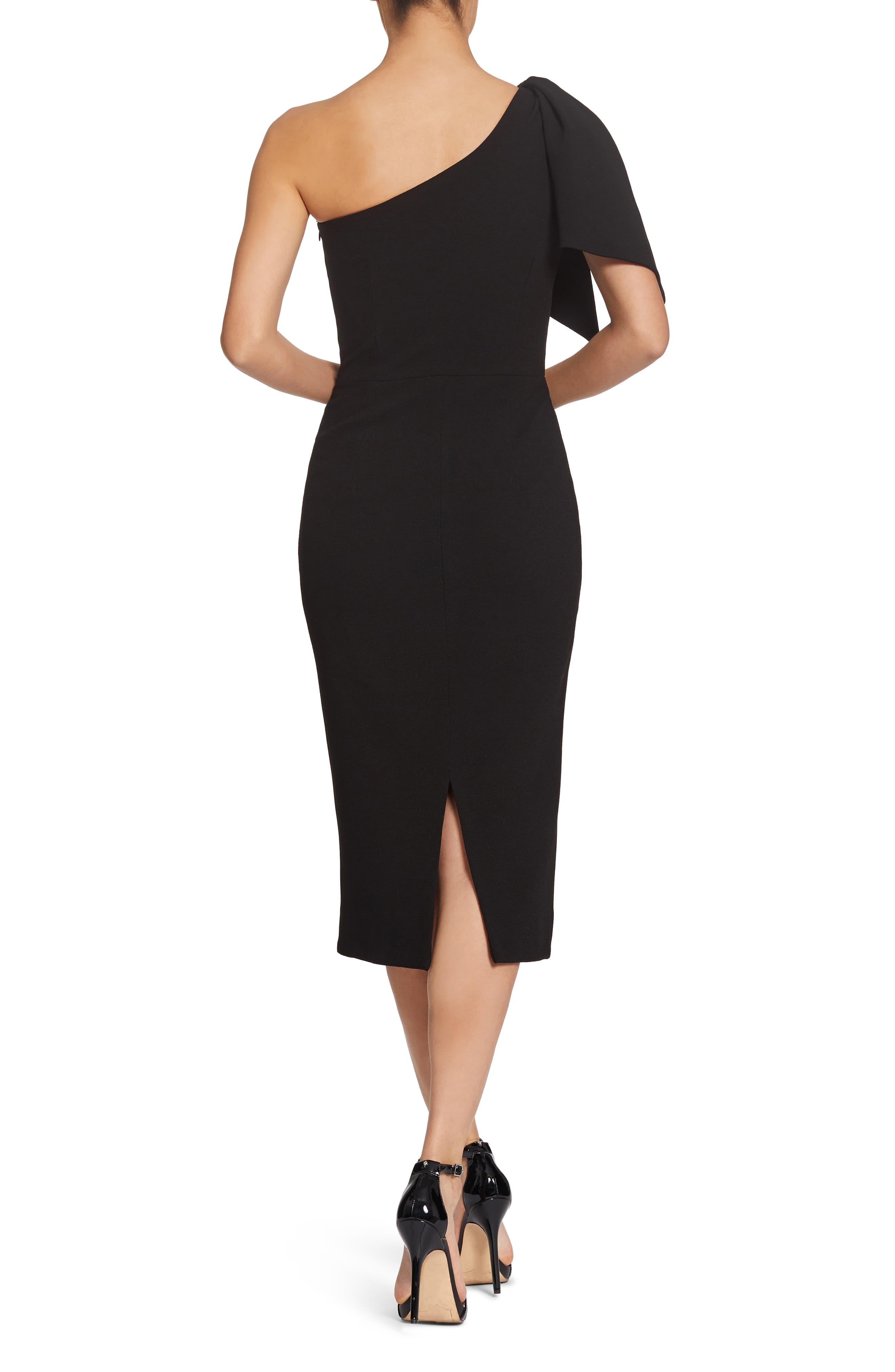 Dress the Population Tiffany One-shoulder Midi Dress in Black - Lyst