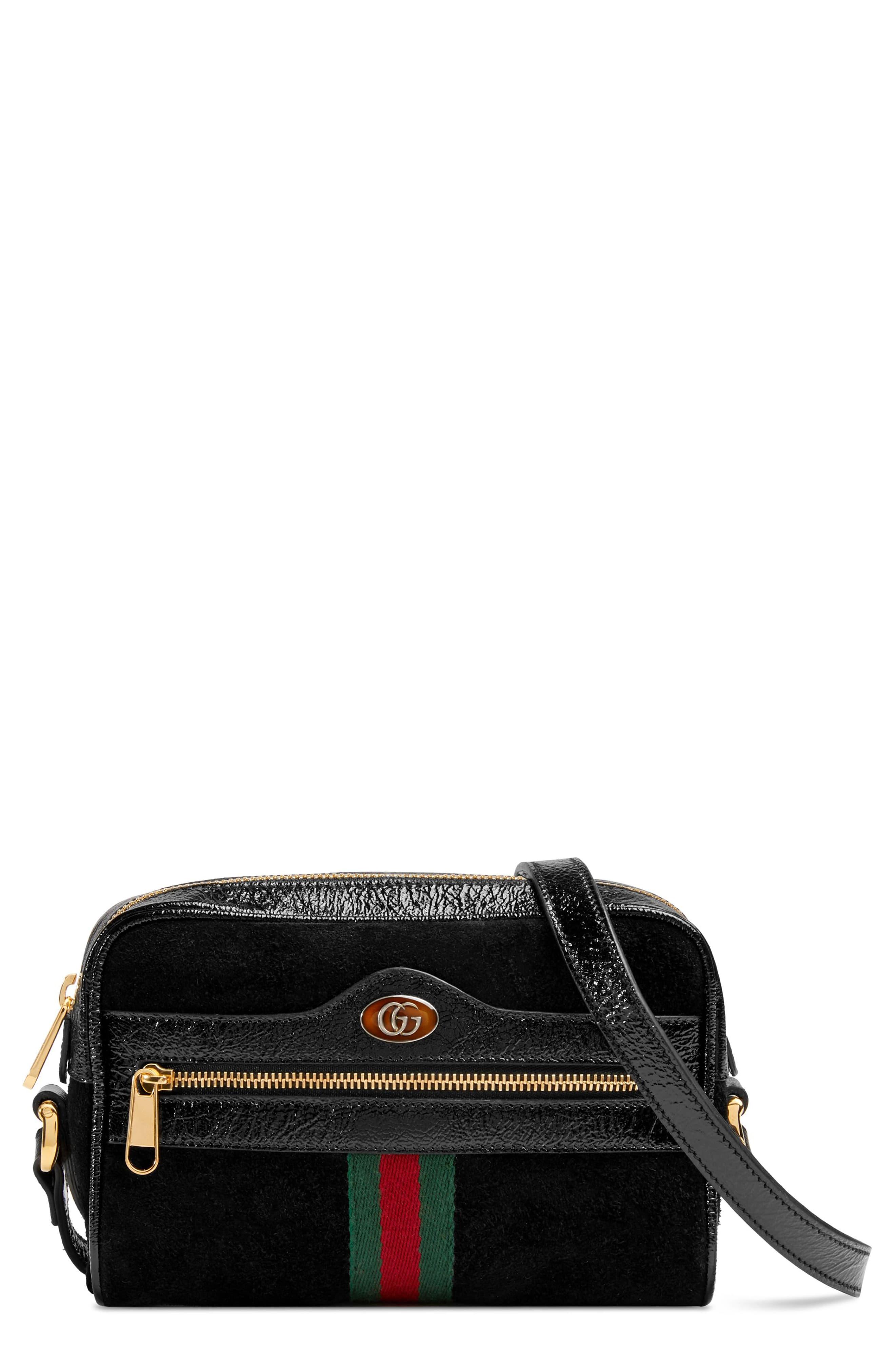 ophidia small suede & leather crossbody bag