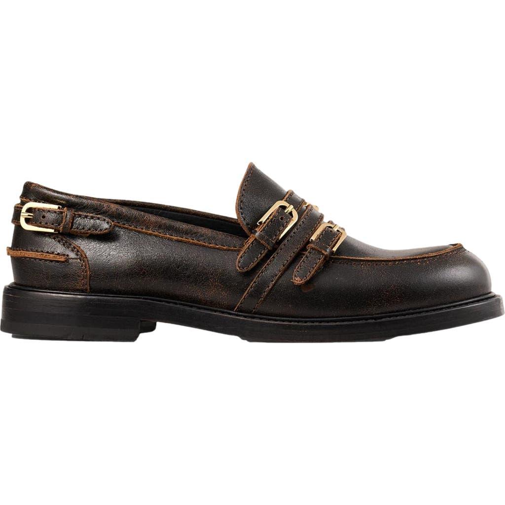 Sandro Distressed Leather Loafers in Black Lyst