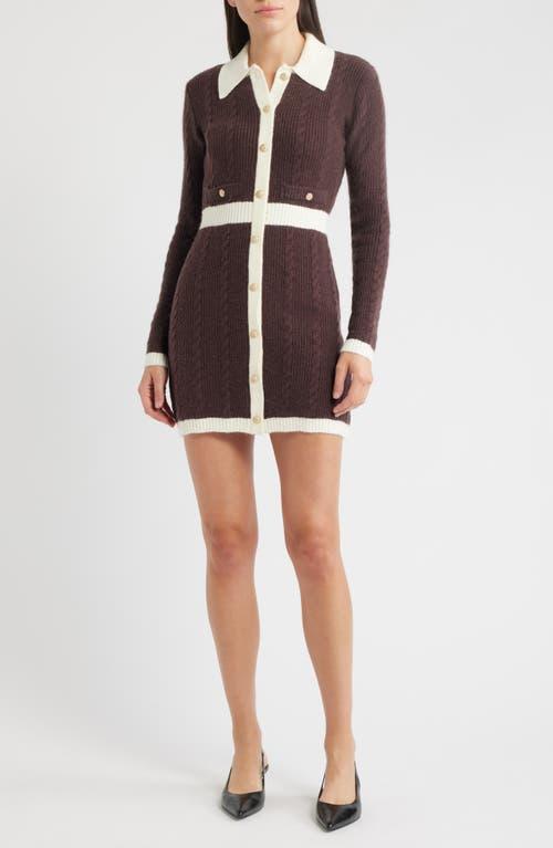 zoe and claire midi sweater dress ZOE AND CLAIRE Button Front Midi Sweater Dress in Ivory/Black