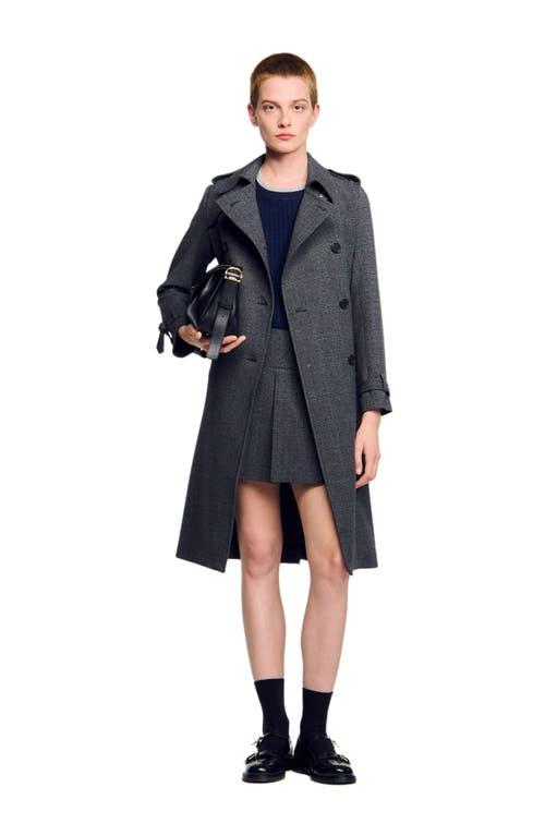 【海外限定】Sandroコート☆Belted satin-crepe coat Sandro Pleated Trench Coat With Belt In Beige | ModeSens