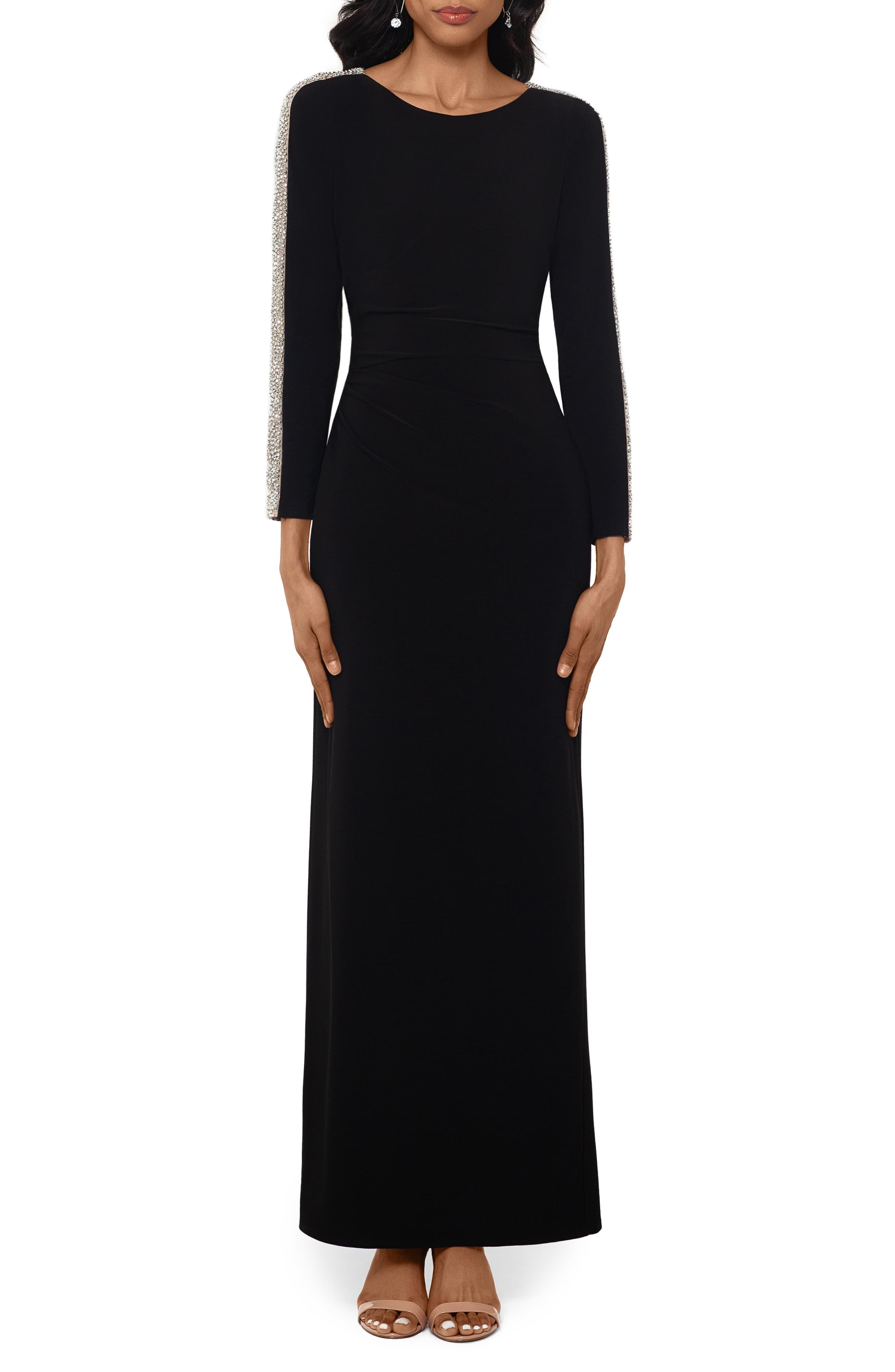 xscape long sleeve gown