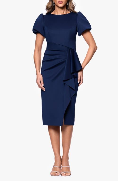 Xscape Evenings Puff Sleeve Sheath Cocktail Dress in Blue | Lyst