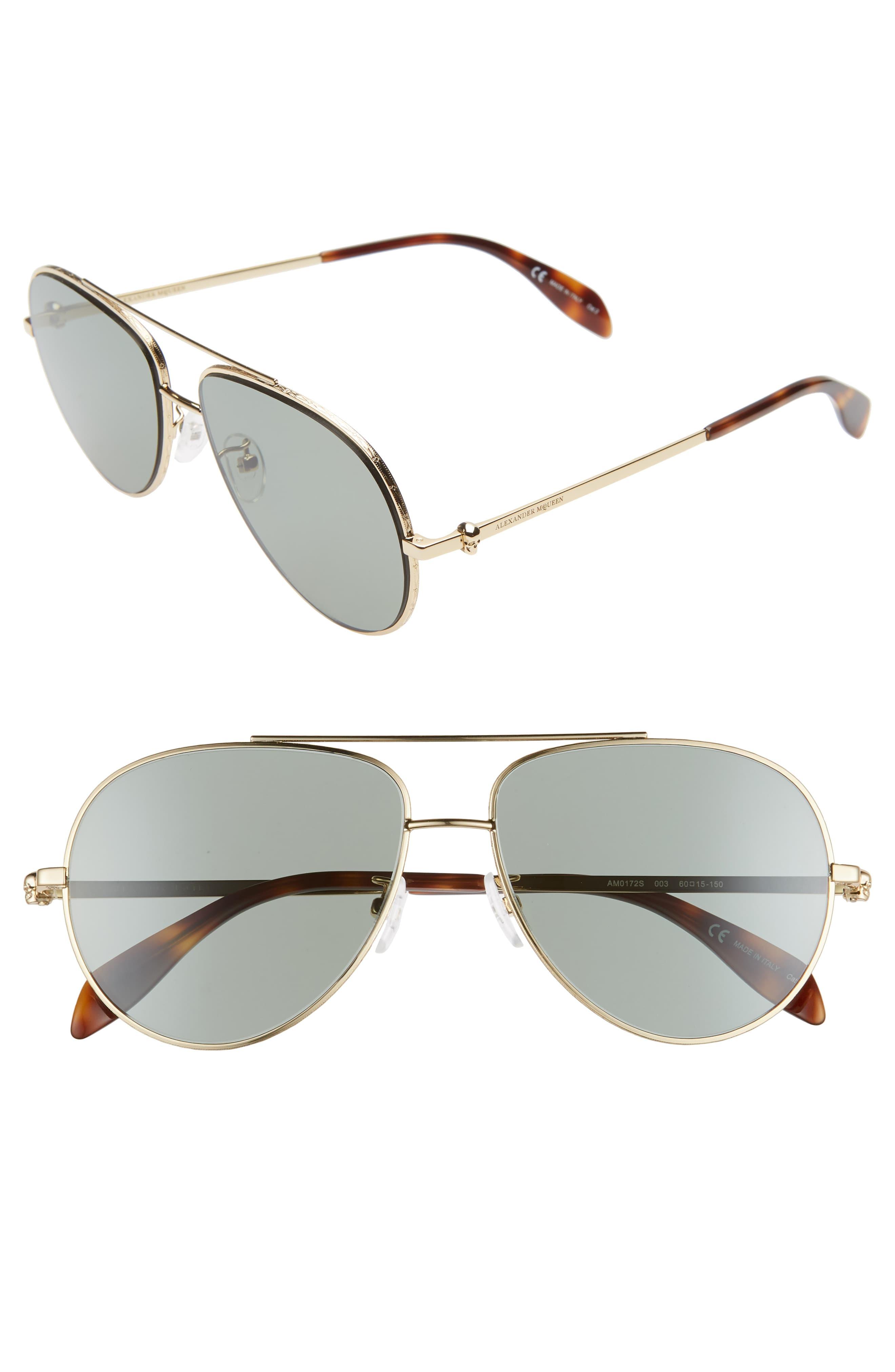 Alexander McQueen 60mm Aviator Sunglasses in Gold (Metallic) for Men Lyst