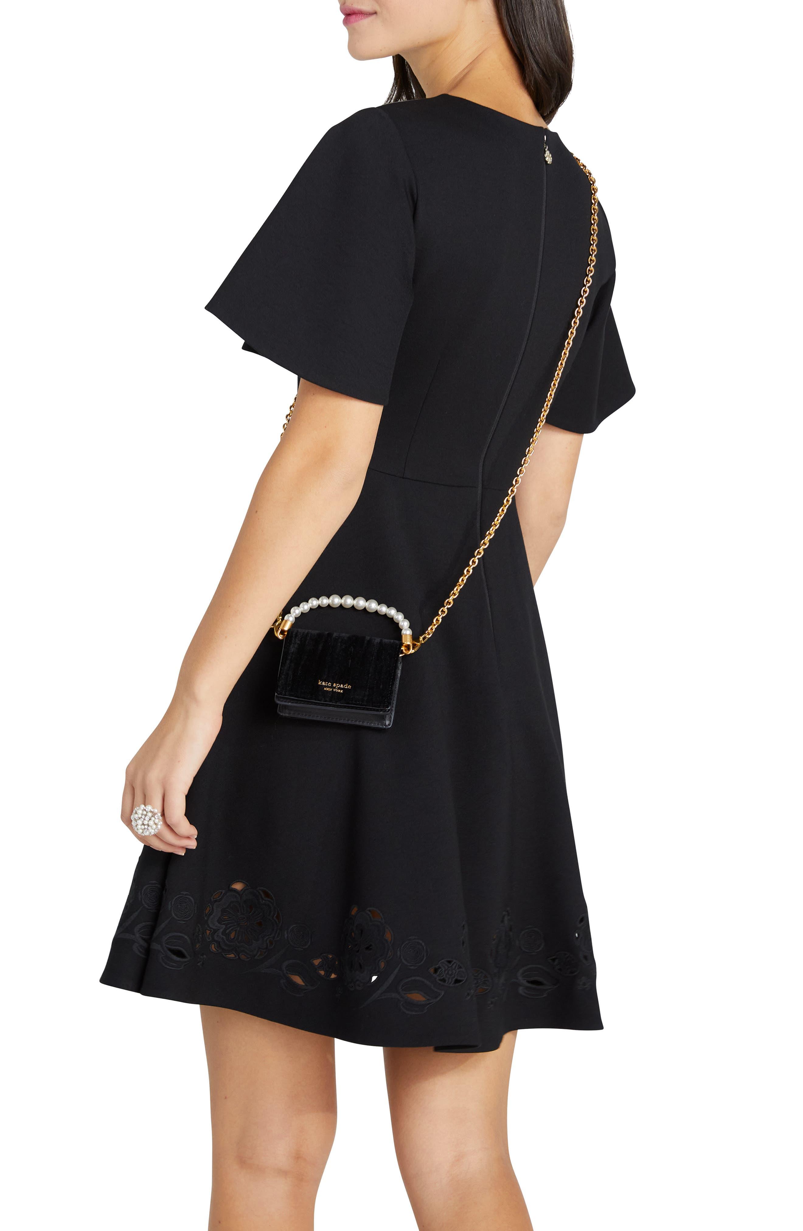 Kate Spade Embroidered Cutwork Ponte A-line Dress in Black | Lyst