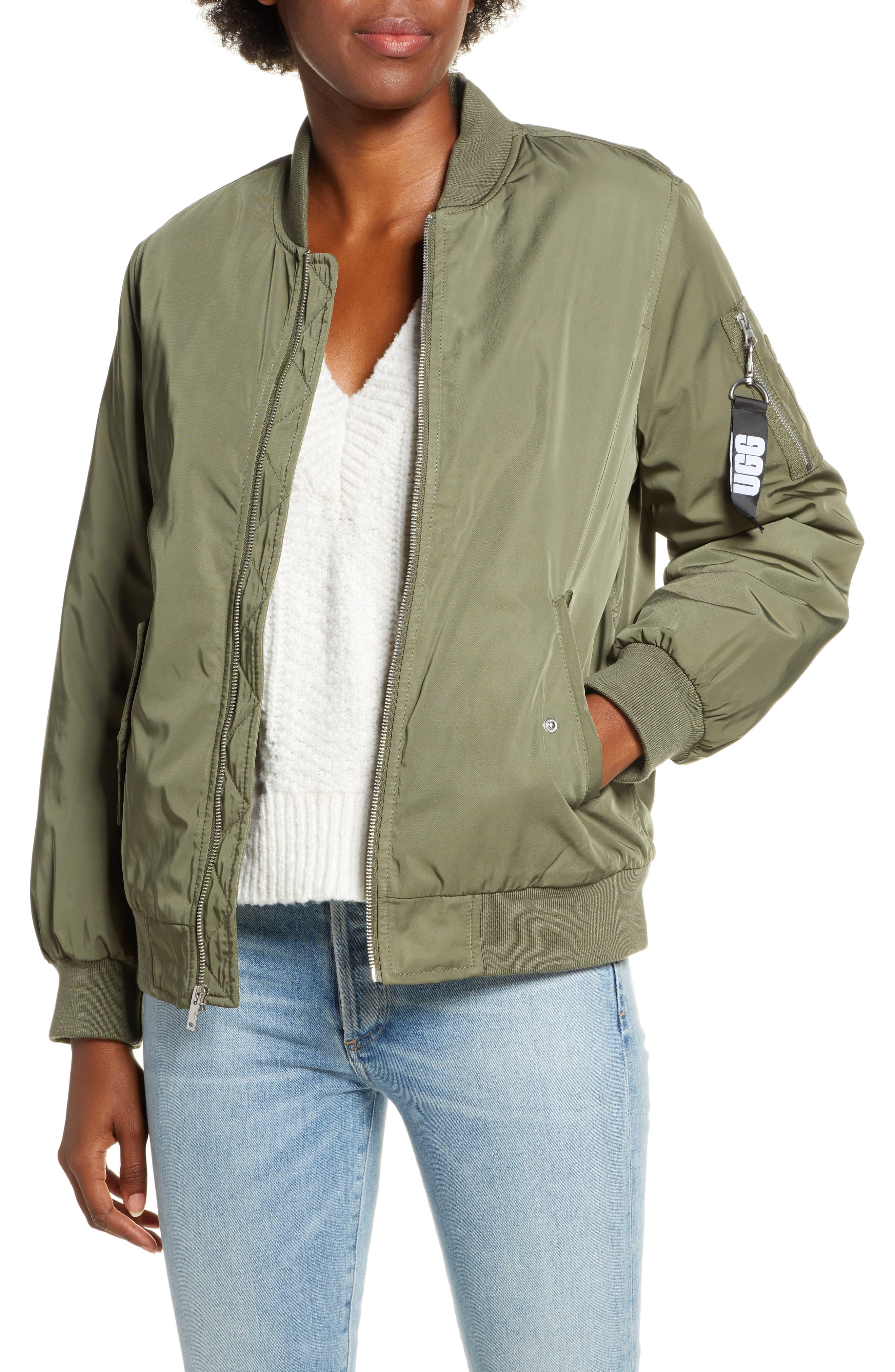UGG UGG Frances Water Resistant Bomber Jacket in Olive (Green) Save 23 Lyst
