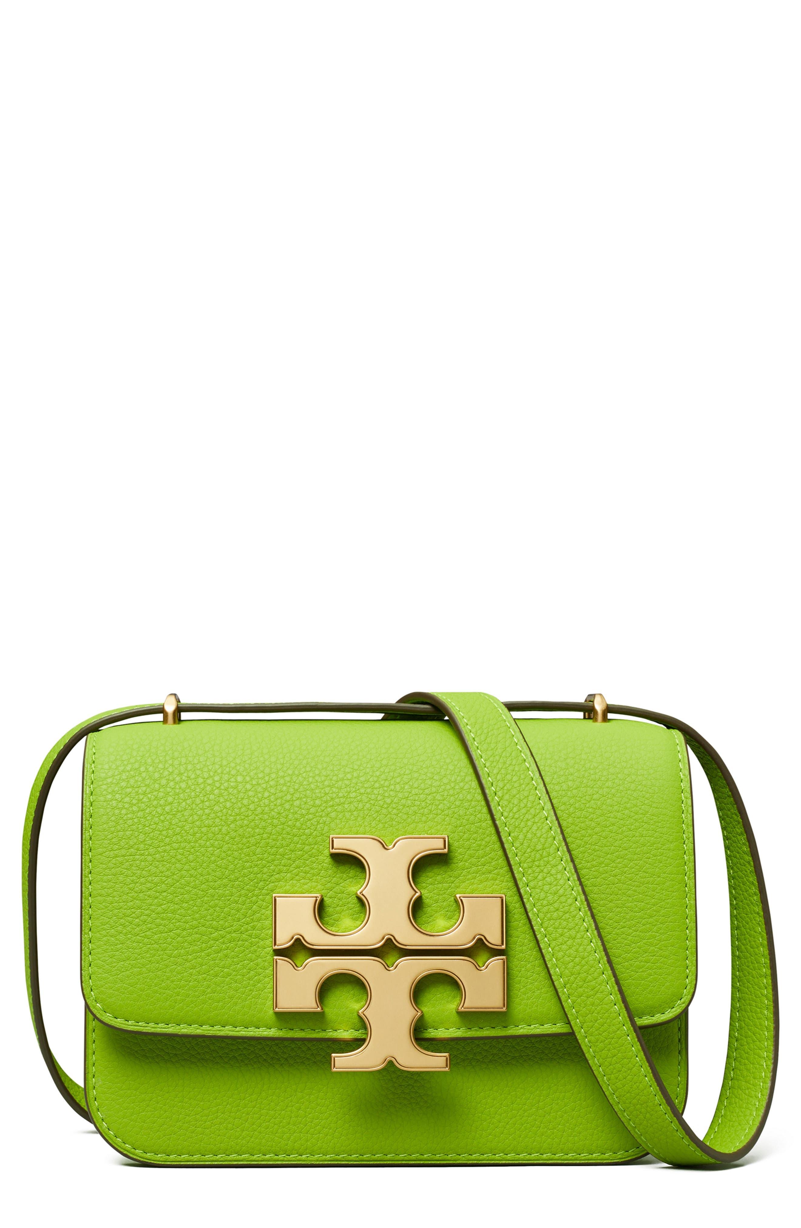 Tory Burch Small Eleanor Pebble Leather Convertible Shoulder Bag in Green |  Lyst