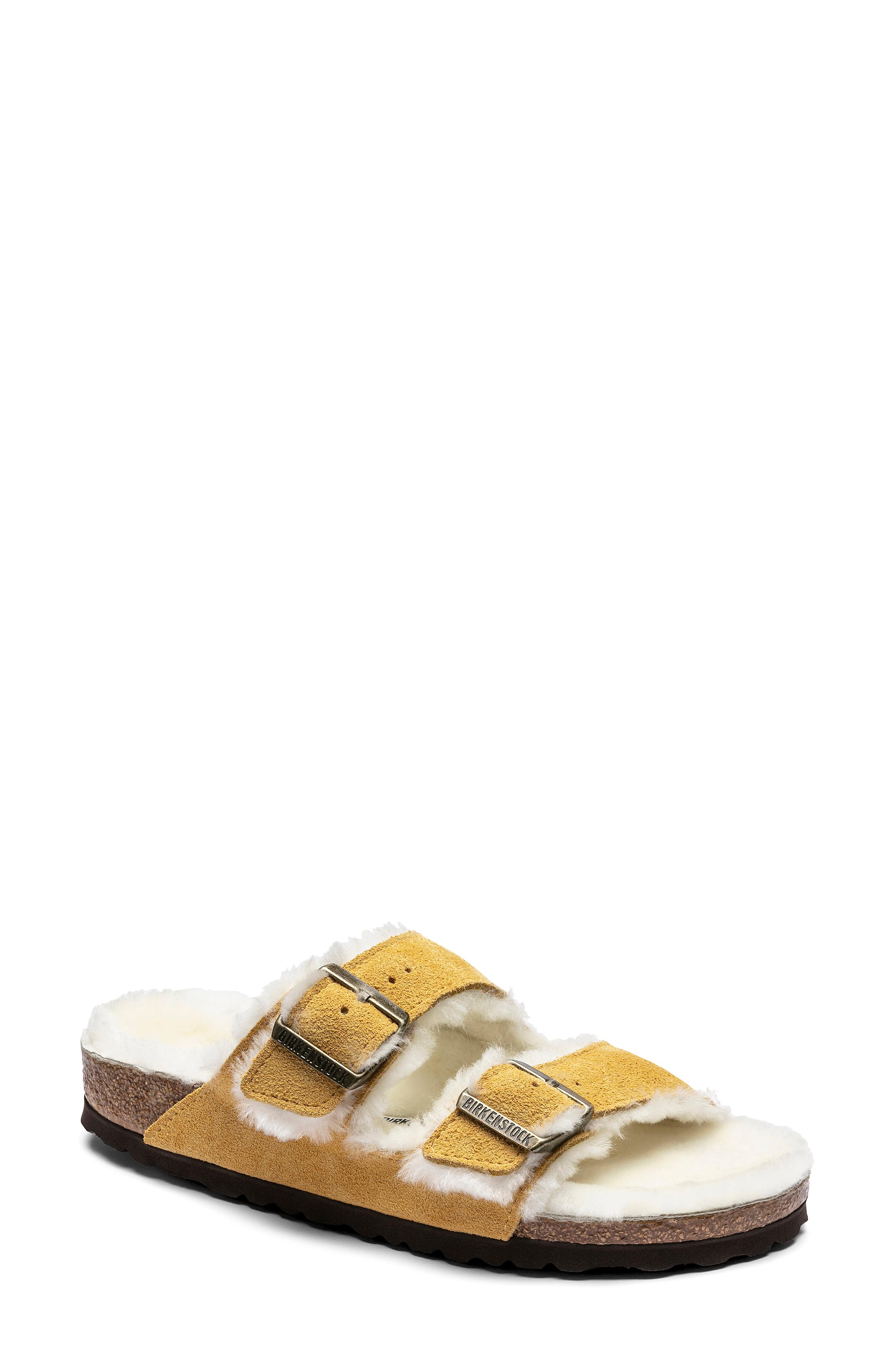 Birkenstock Arizona Genuine Shearling Slide Sandal - Lyst