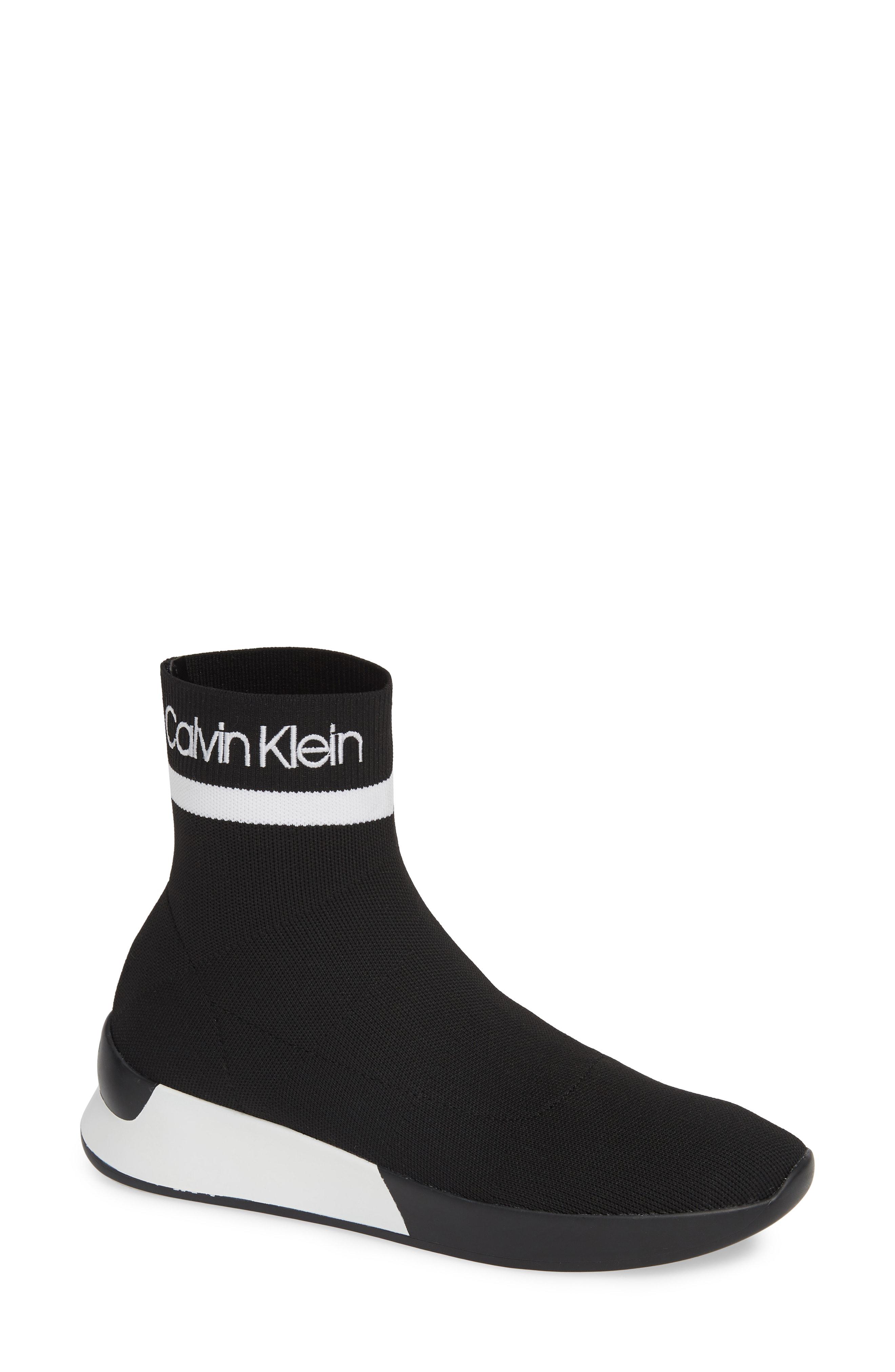 Calvin Klein Quan Stretch Knit Sneakers in Black | Lyst
