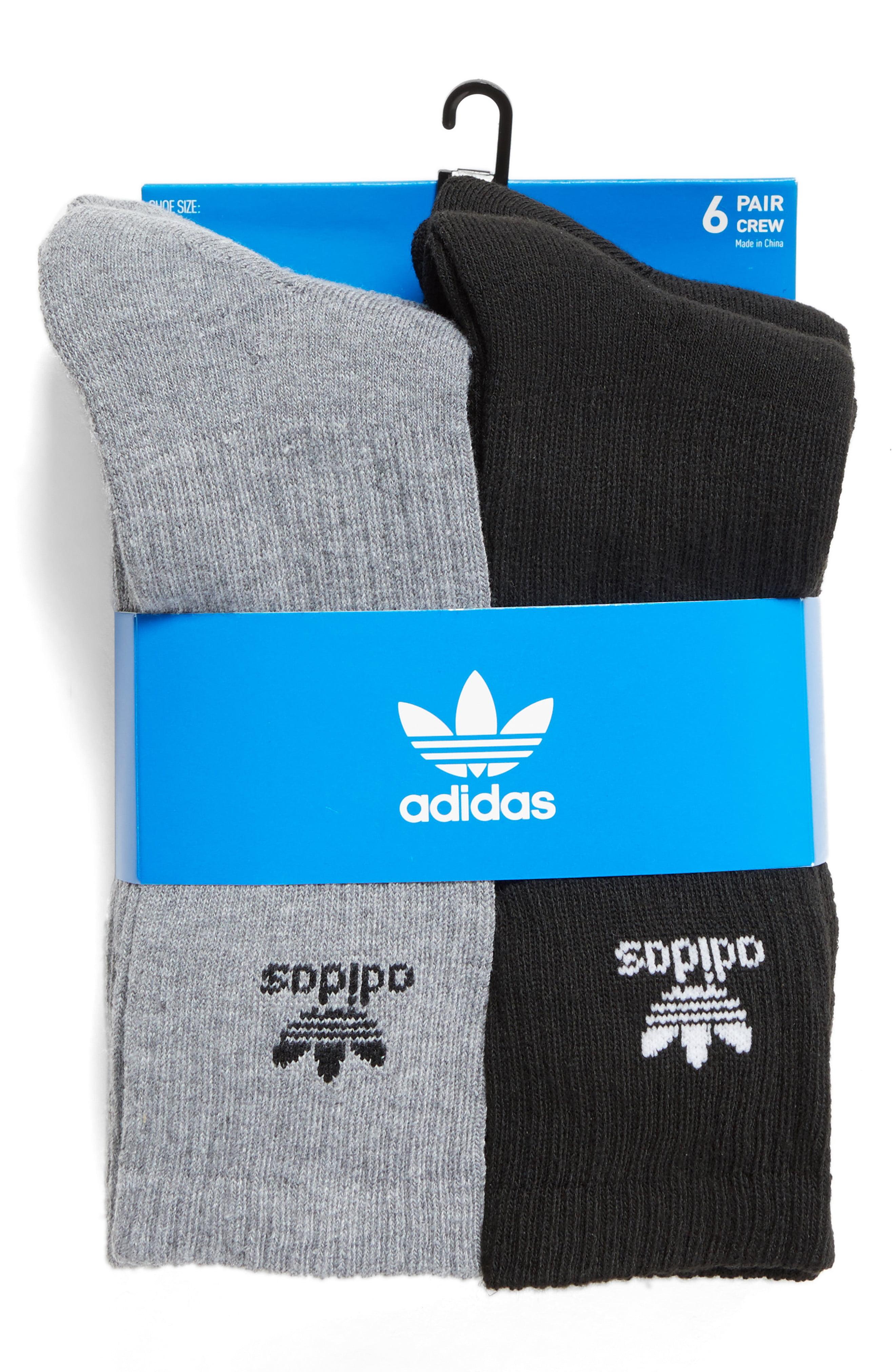 adidas Originals 6pack Original Trefoil Crew Socks, Grey in Heather