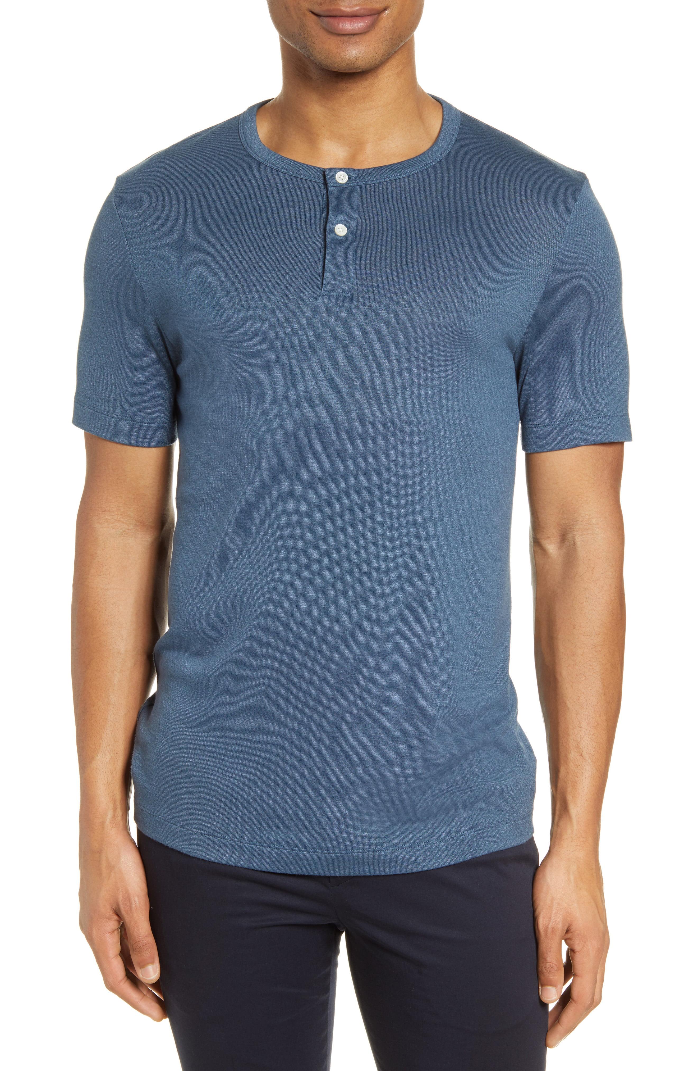 Theory Gaskell Slim Fit Short Sleeve Henley in Blue for Men - Lyst