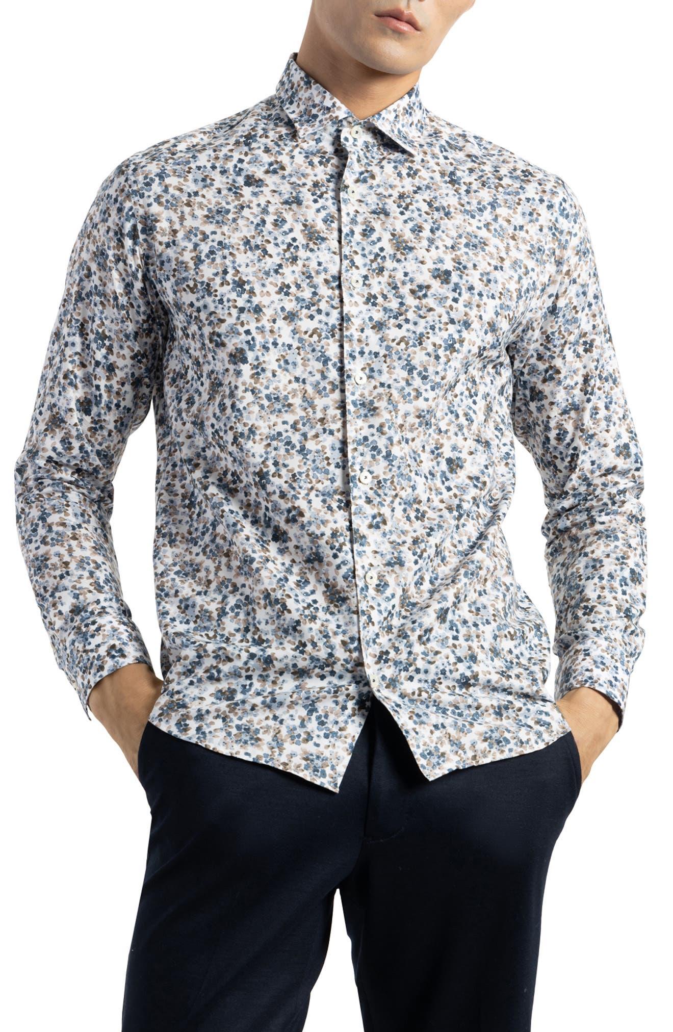 SOFT CLOTH Soft Italian Print Dress Shirt in Gray for Men | Lyst