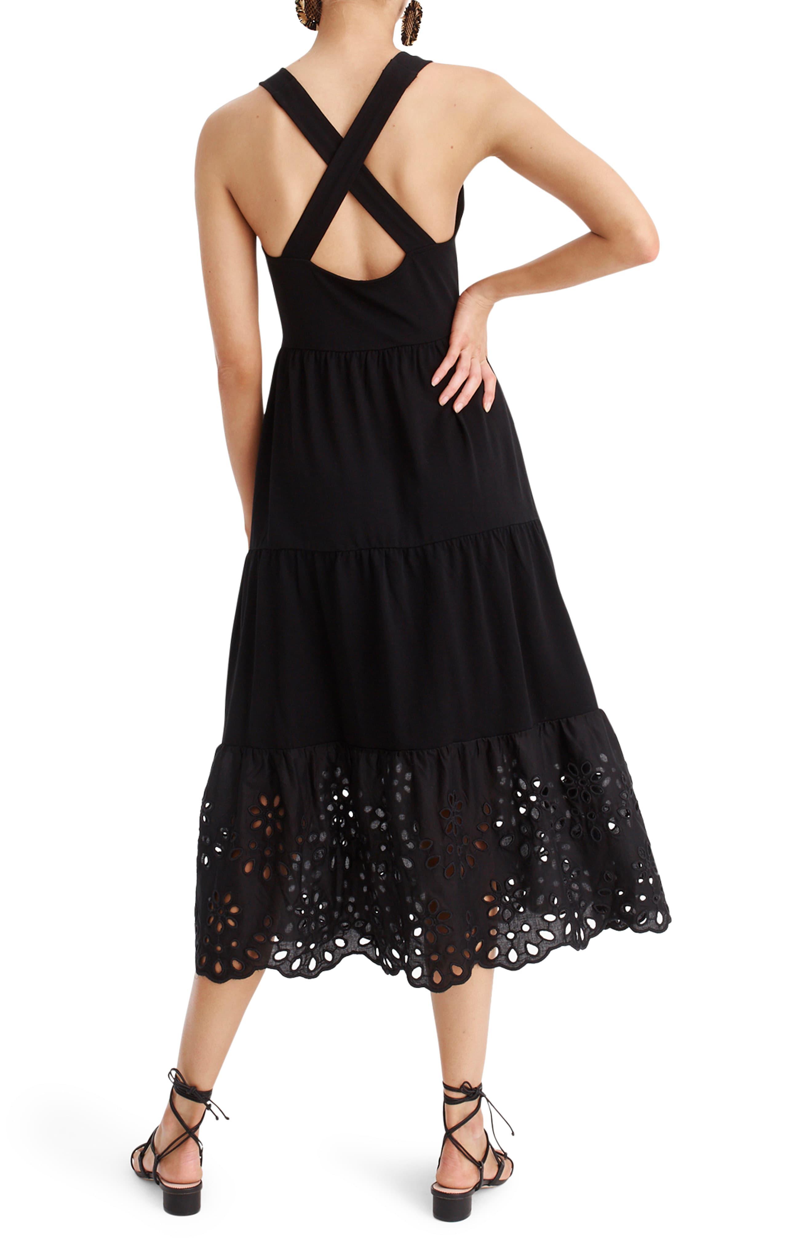j crew tiered knit maxi dress with eyelet trim