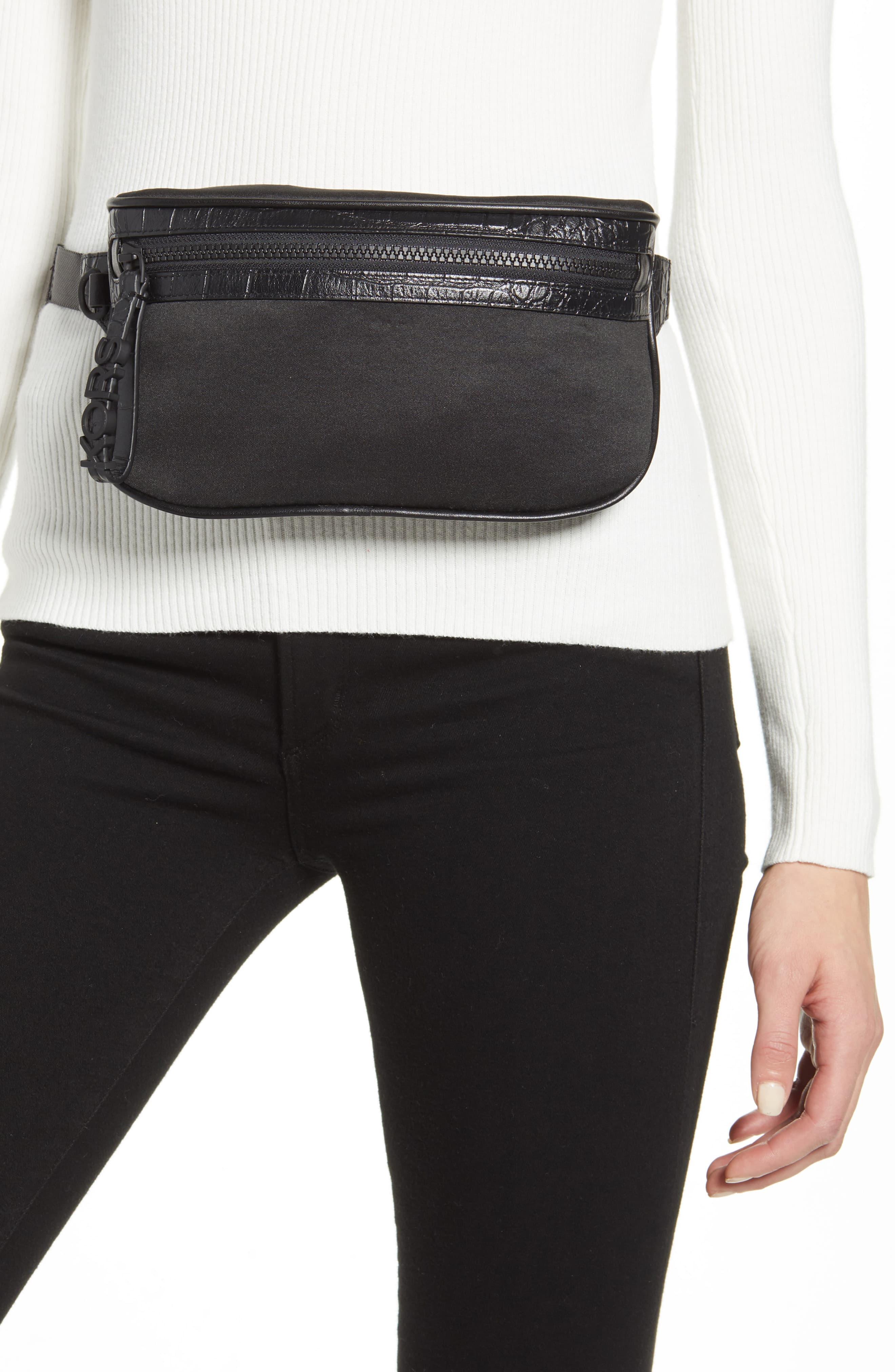 Michael Kors Leather Belt Bag in Black - Lyst