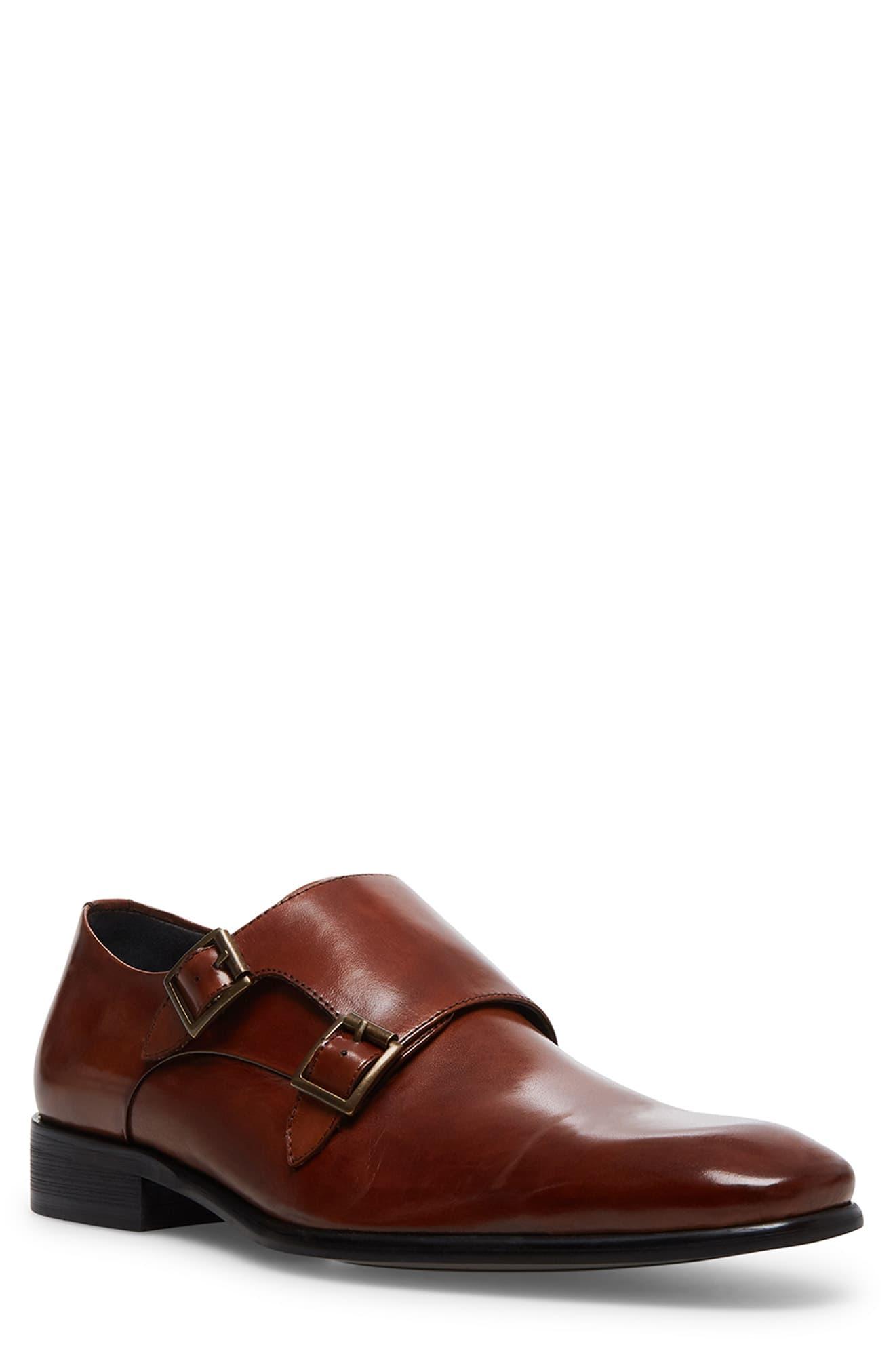 Steve Madden Leather Beaumont Double Monk Strap Shoe in Cognac Leather ...